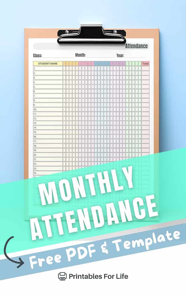 Monthly attendance sheet preview with download banner.
