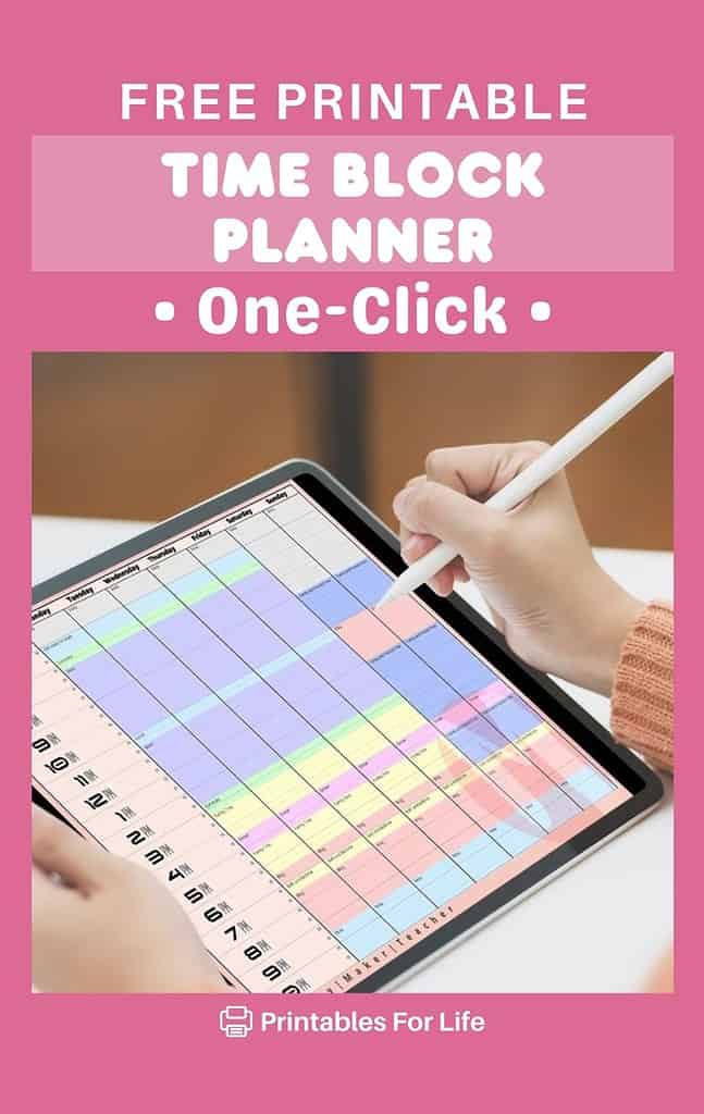 Time blocking planner one click free pdf and template.