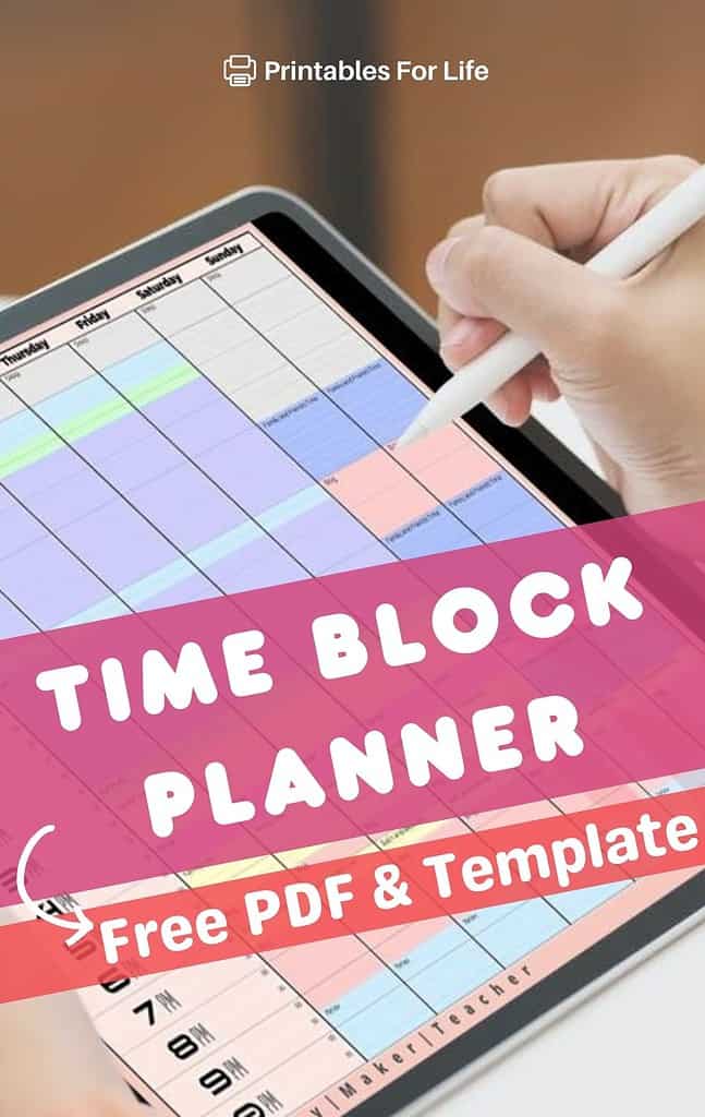 Time block planner free PDF and template.