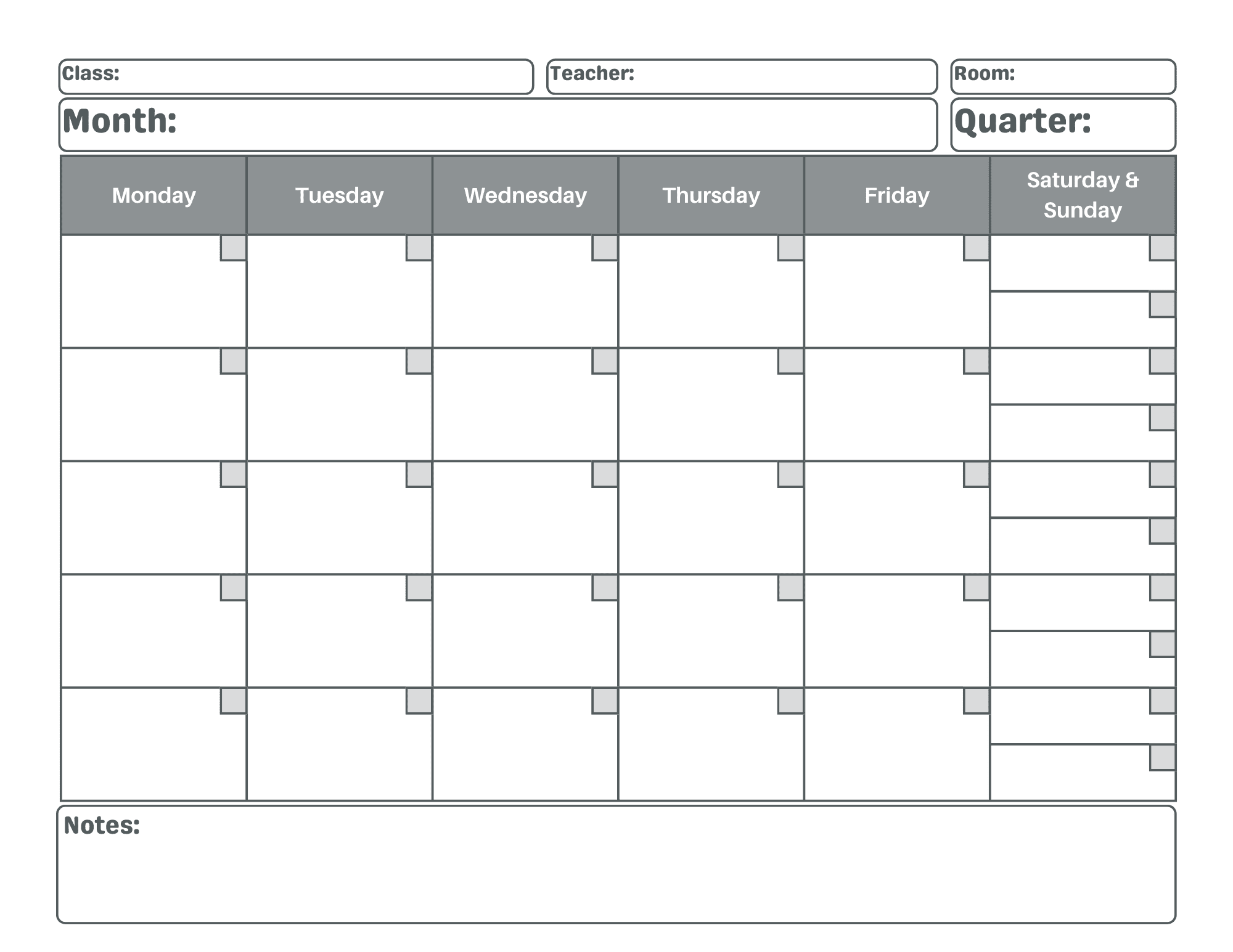 FREE Monthly Lesson Plan Calendar FREE Monthly Lesson Plan Calendar