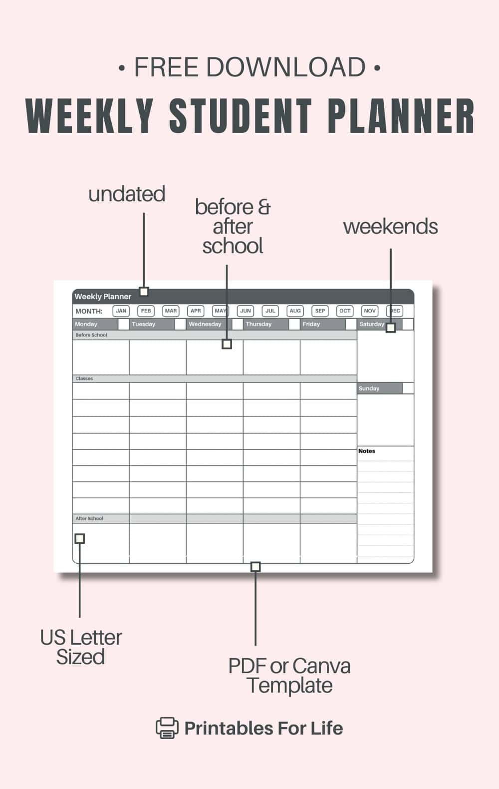 FREE Weekly Student Planner PDF FREE Weekly Student Planner PDF