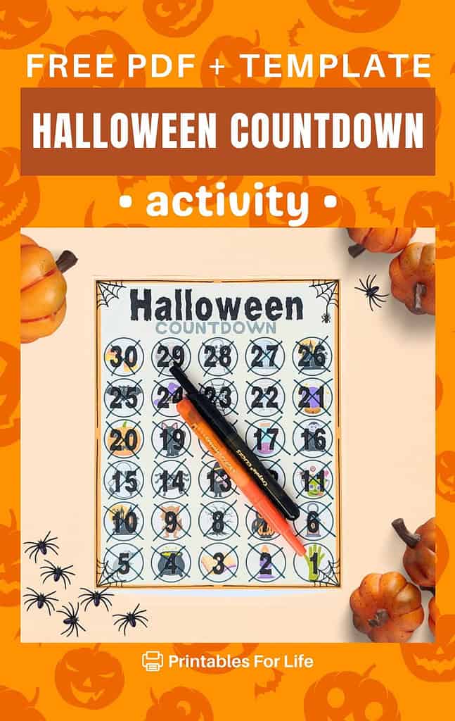 Cross off days until Halloween activity.