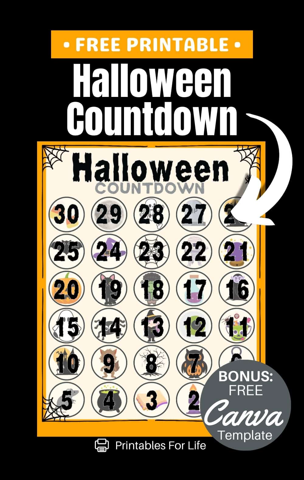 FREE Halloween Countdown Calendar - Free Printable Halloween Countdown Calendar 