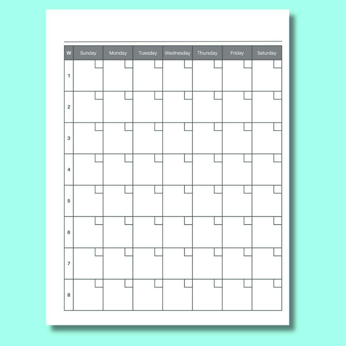 eight week printable calendar preview