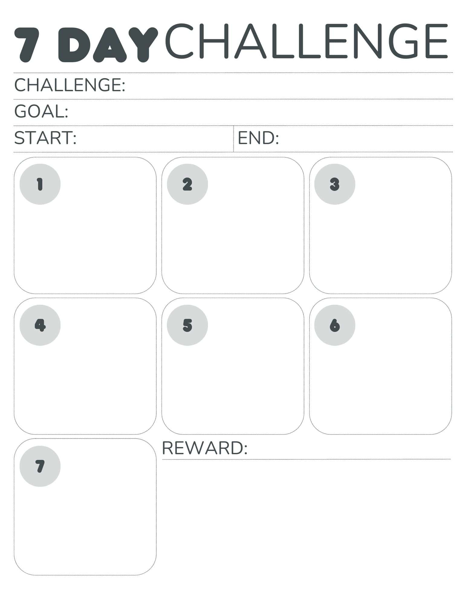 free printable 7 day challenge calendar.