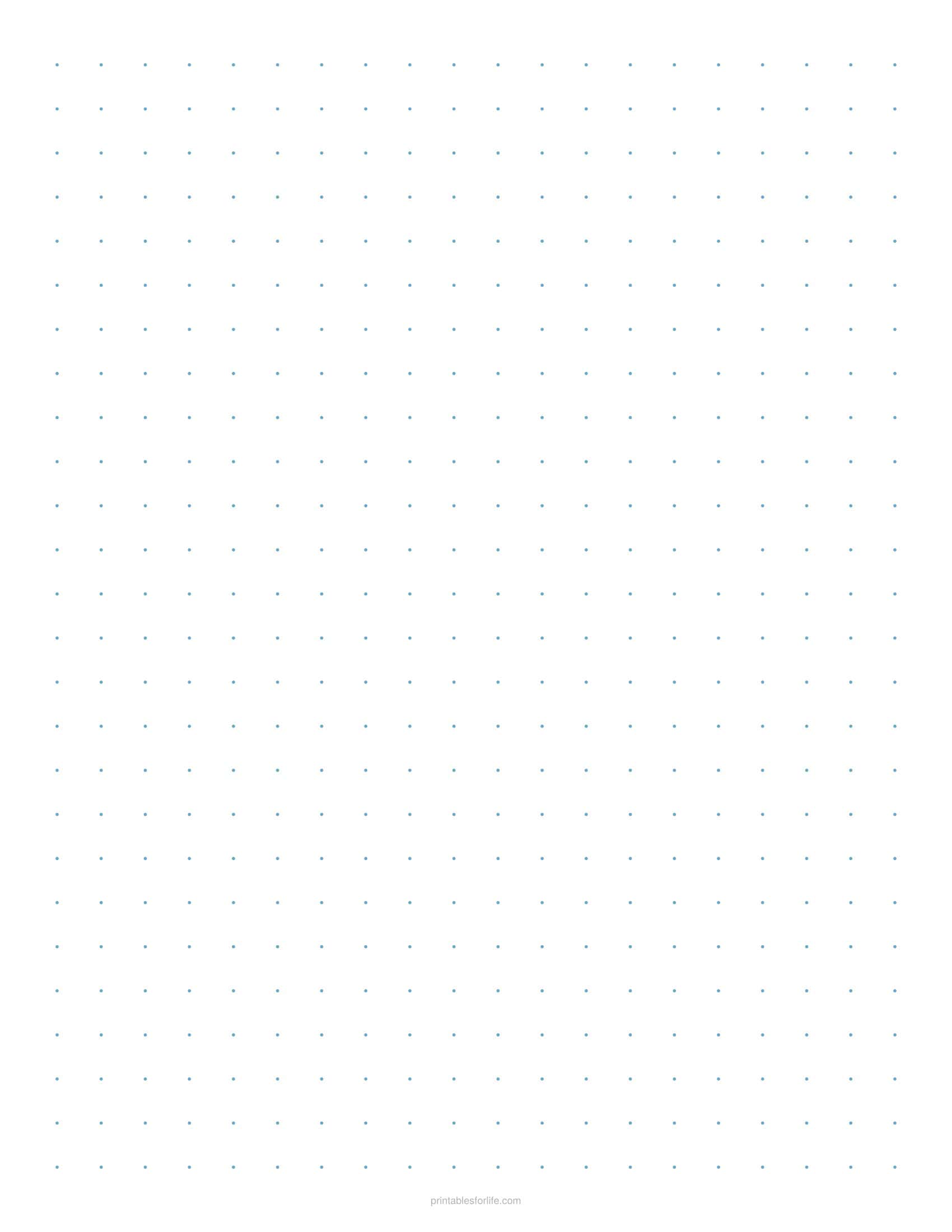 Printable 1cm dot grid paper page in light blue