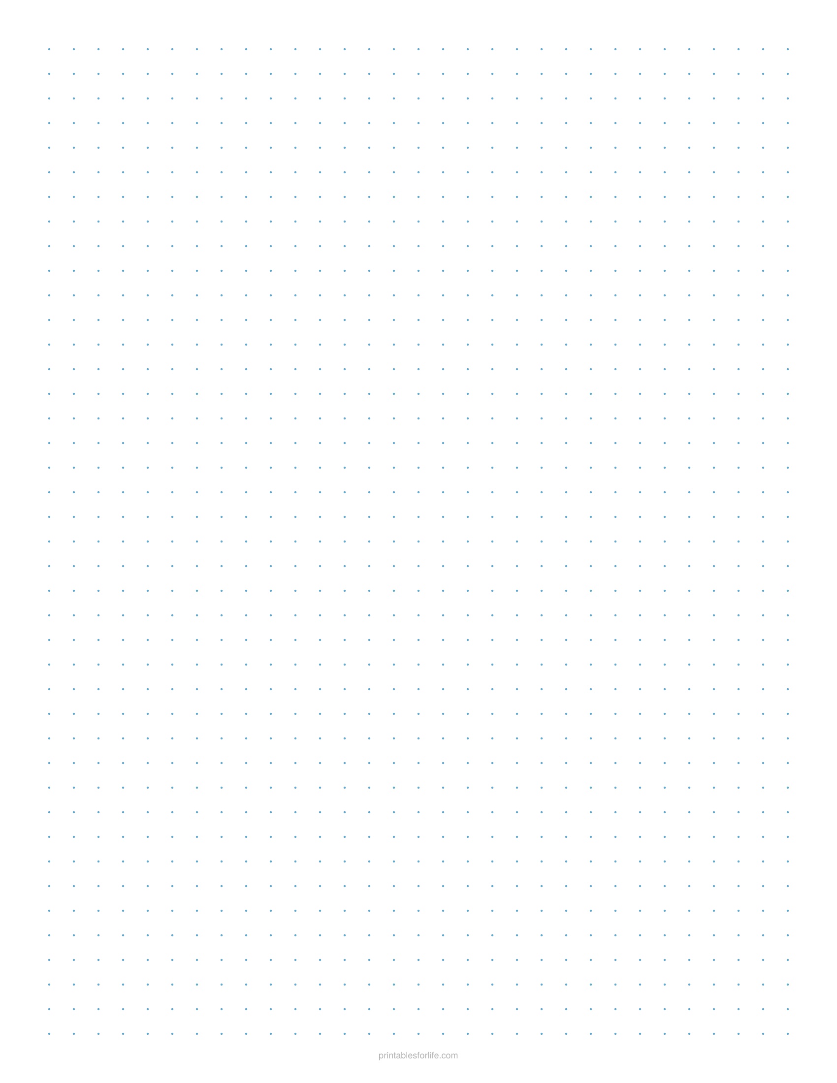 Printable 1/4 inch dot grid paper page in light blue