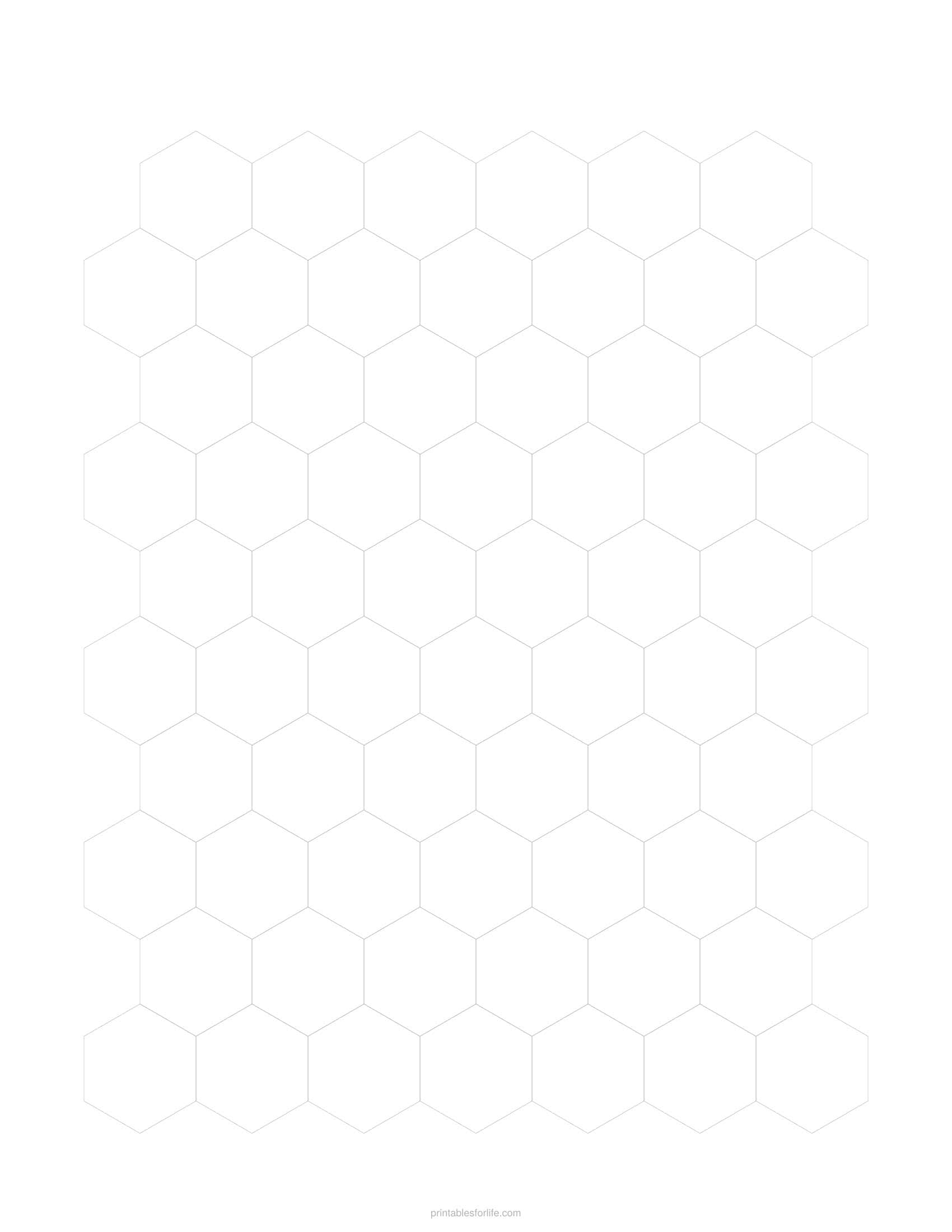 Printable 1 inch hexagonal graph paper page in light grey