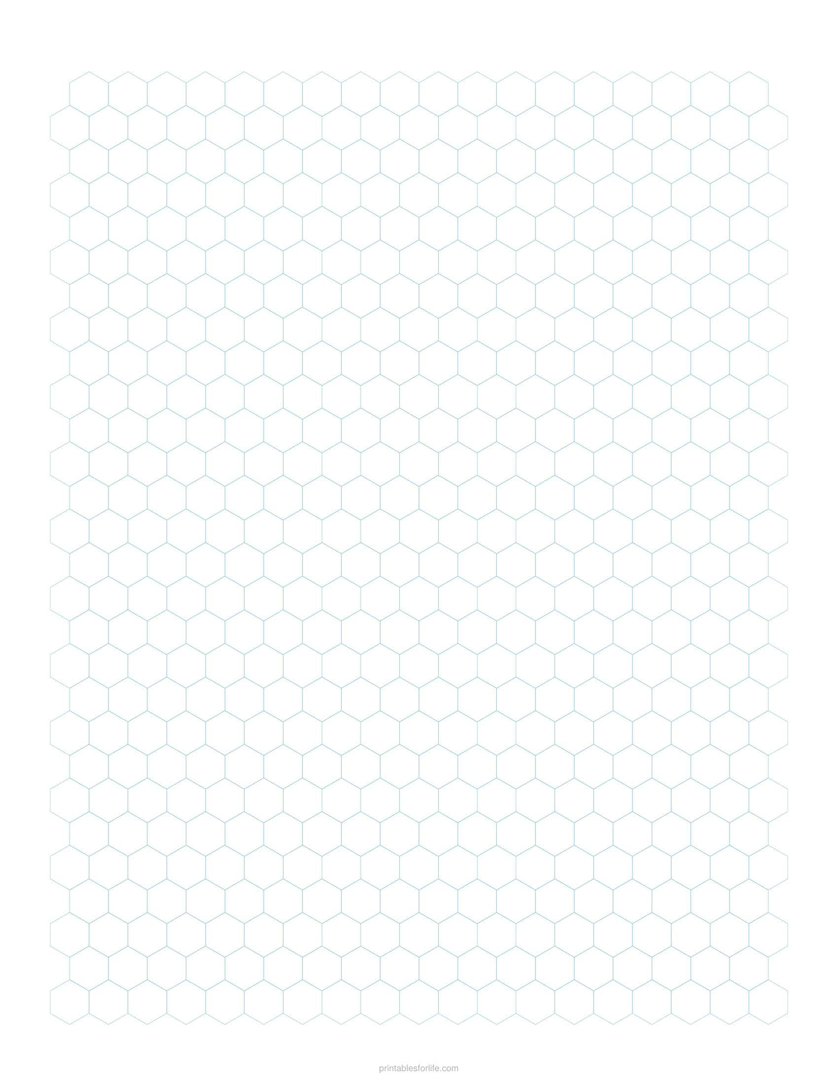 Printable 1cm hexagonal graph paper page in light blue