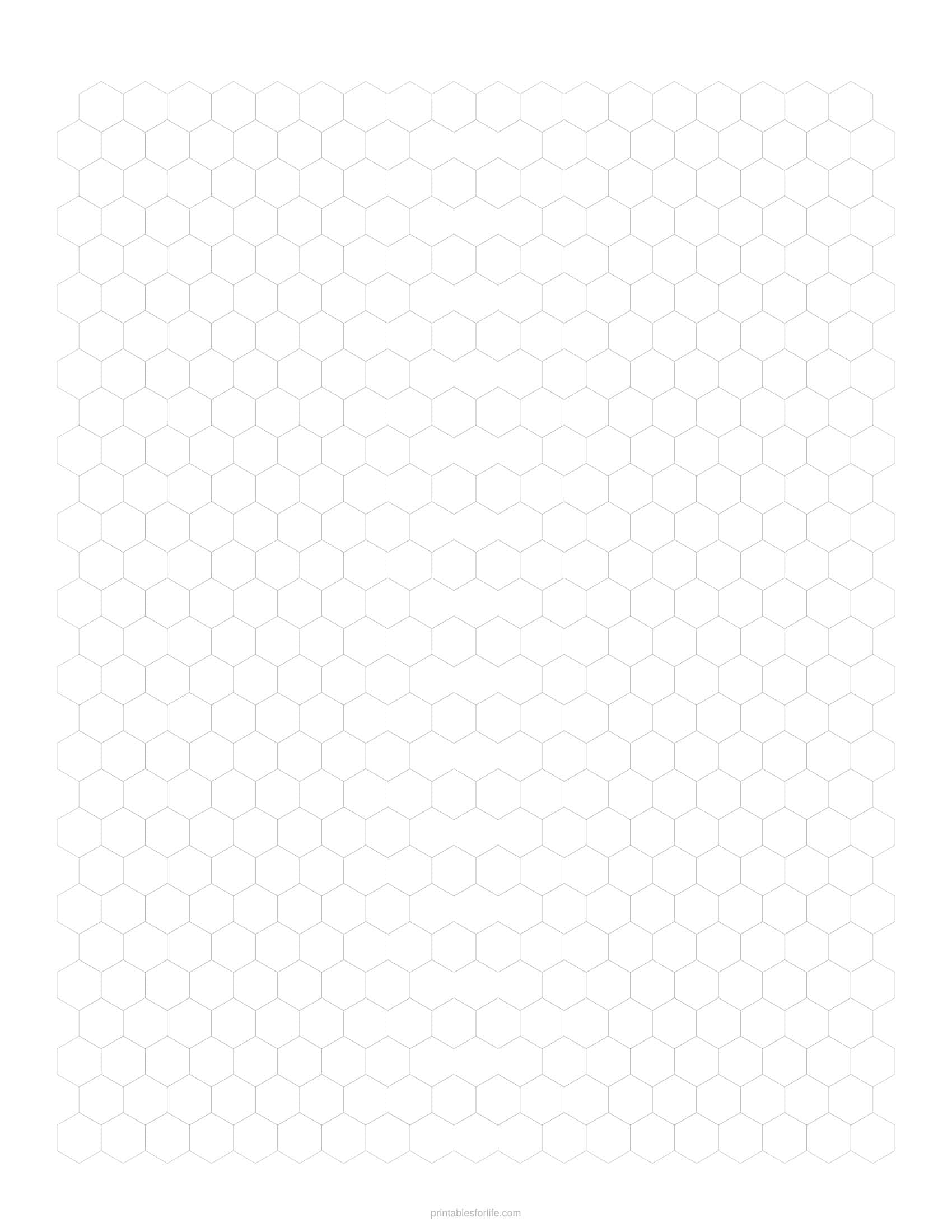Printable 1cm hexagonal graph paper page in light grey