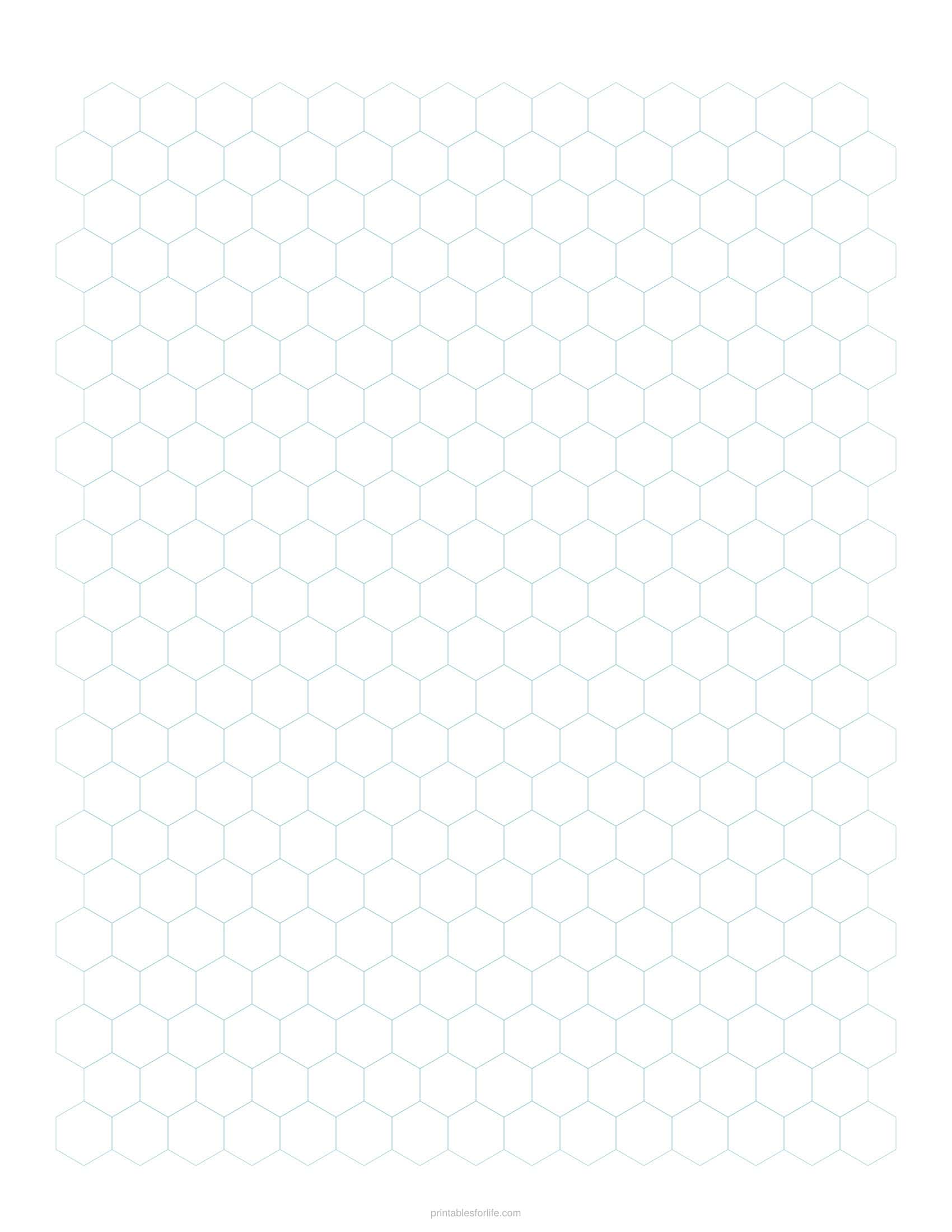Printable 1/2 inch hexagonal graph paper page in light blue
