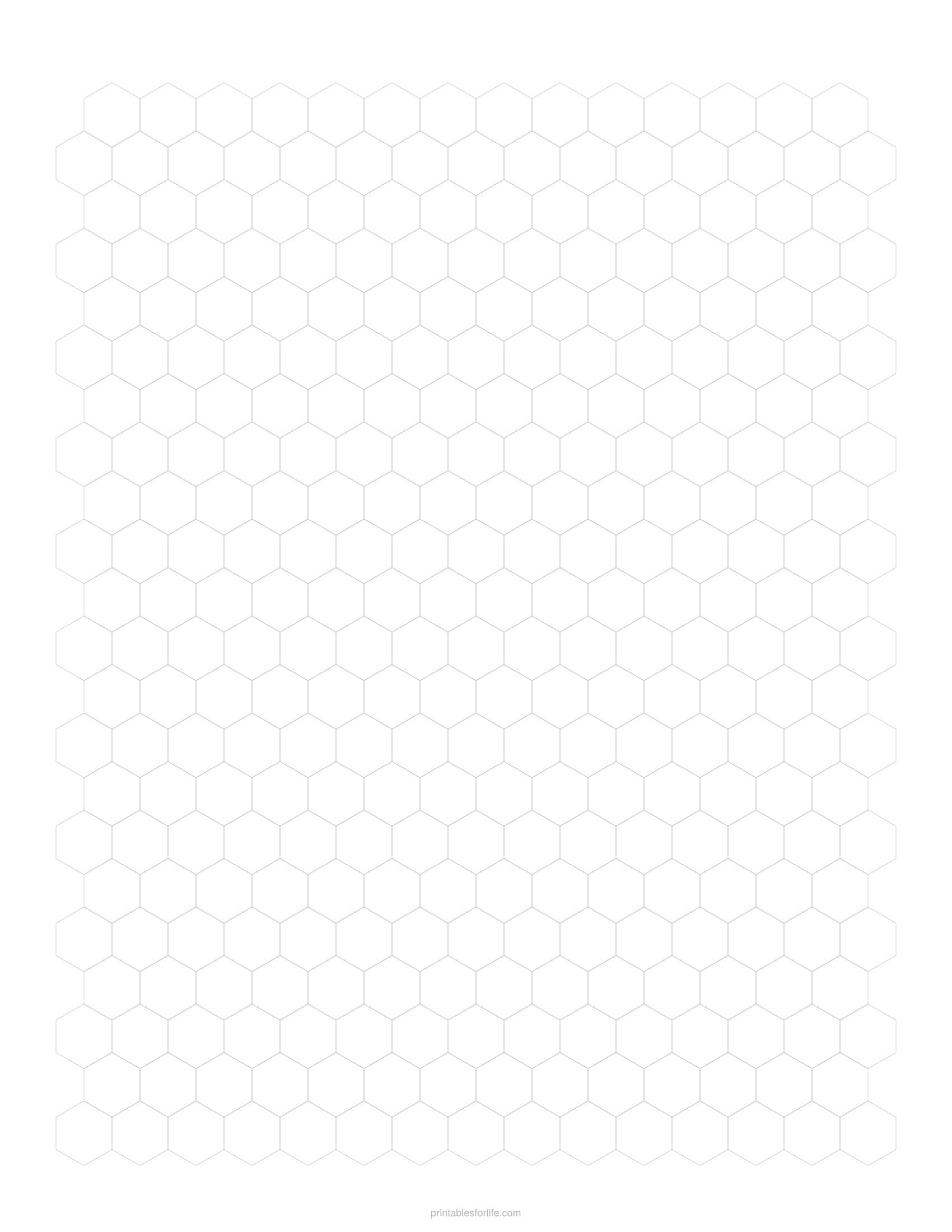 Printable 1/2 inch hexagonal graph paper page in light grey
