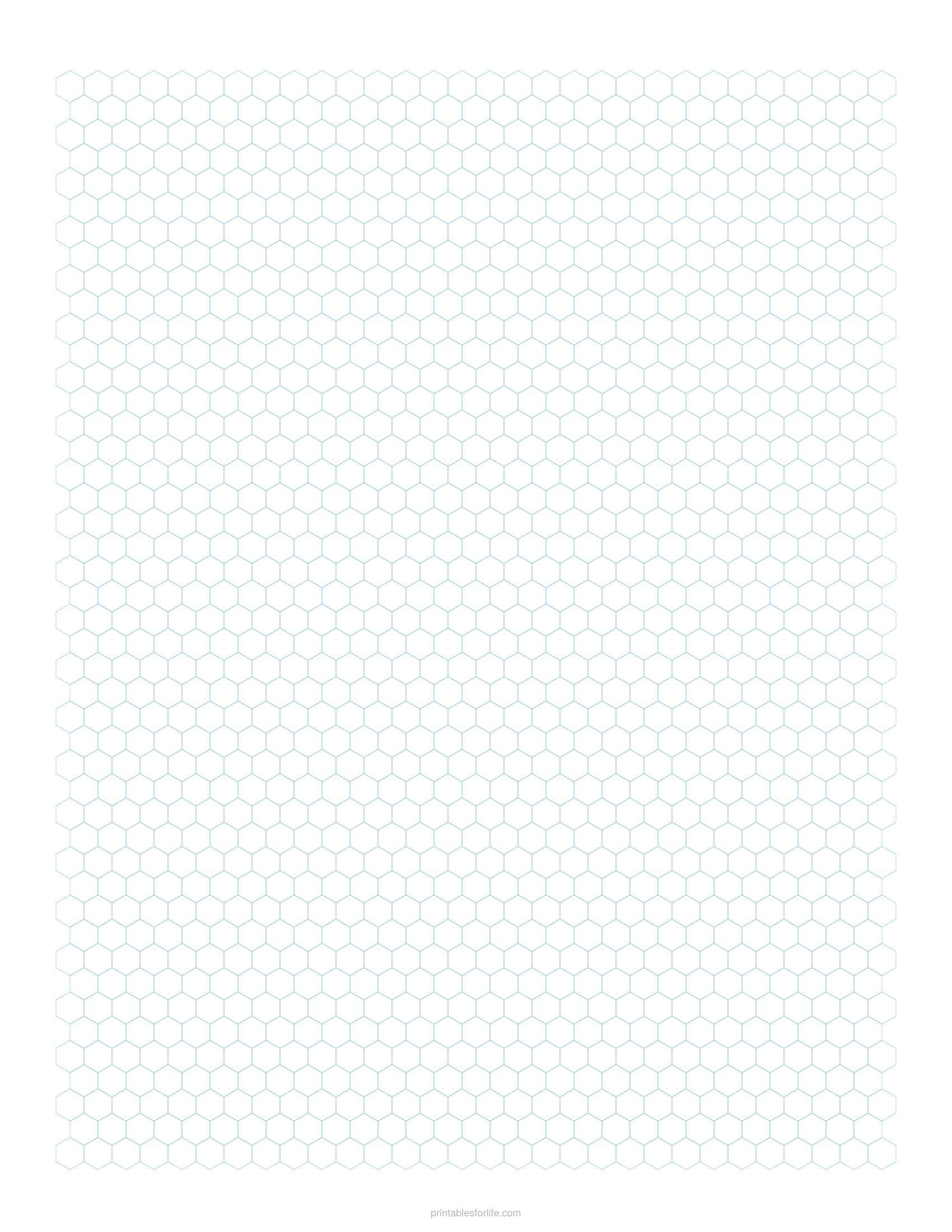 Printable 1/4 inch hexagonal graph paper page in light blue