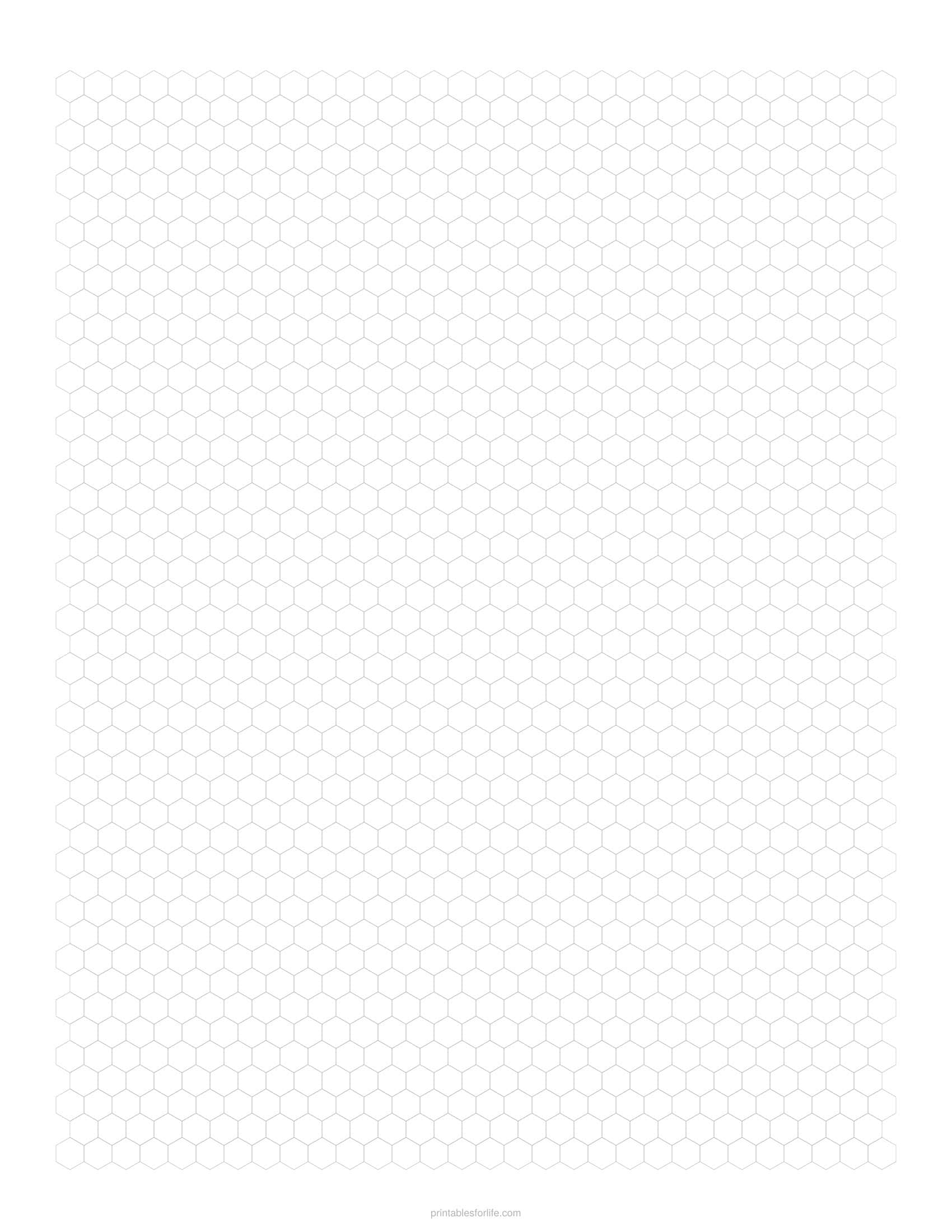 Printable 1/4 inch hexagonal graph paper page in light grey