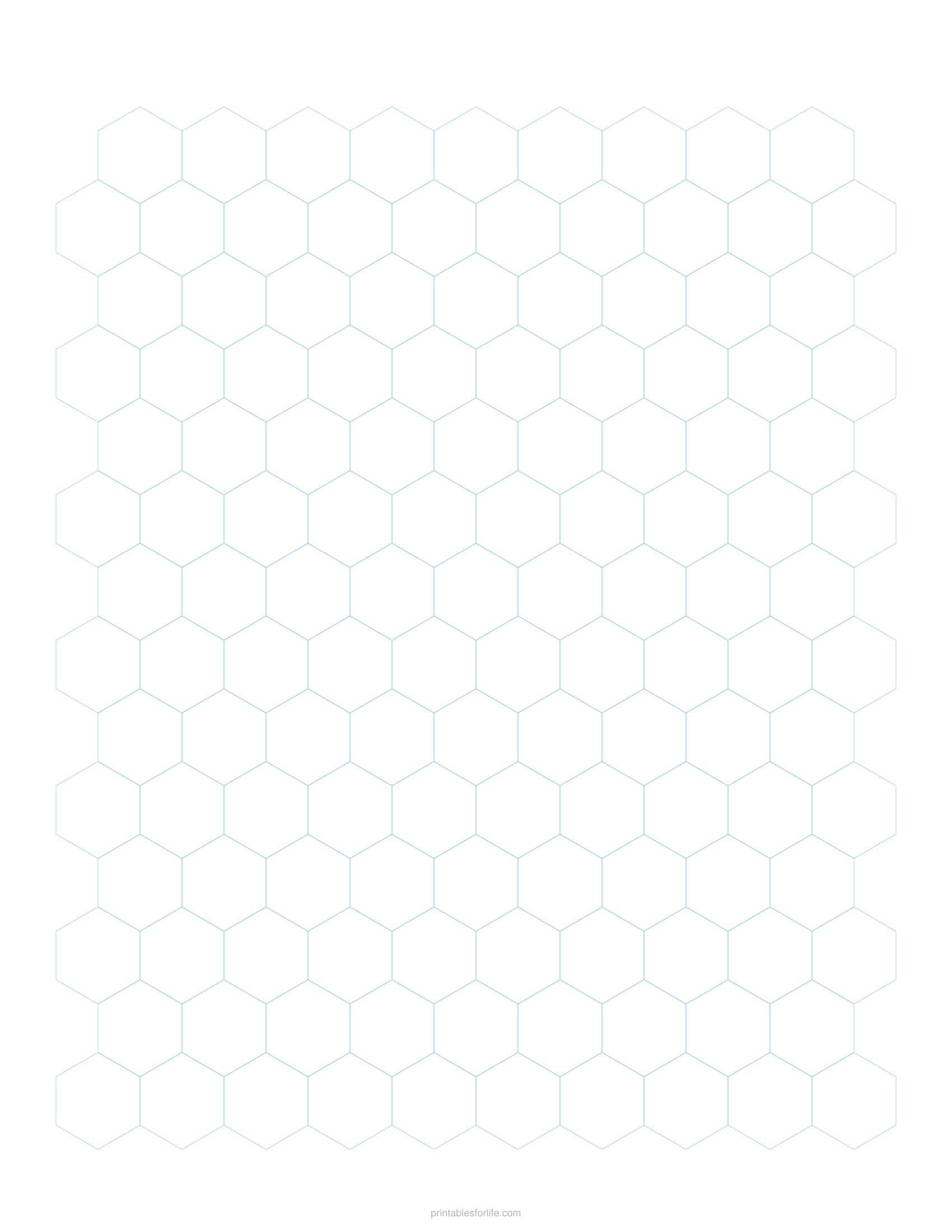 Printable 3/4 inch hexagonal graph paper page in light blue