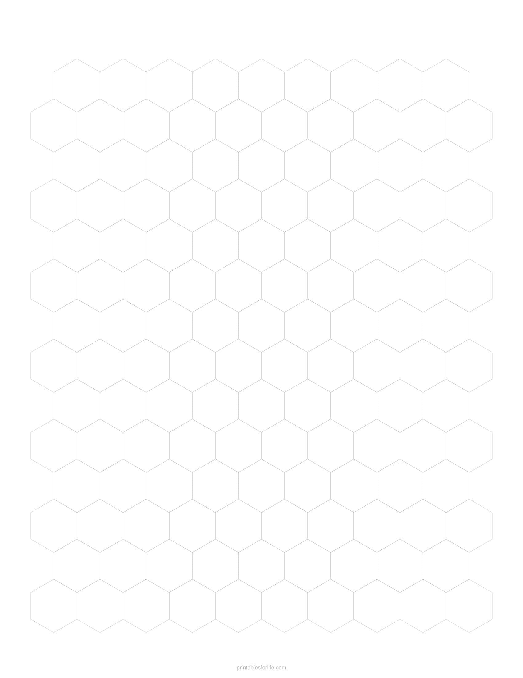 Printable 3/4 inch hexagonal graph paper page in light grey