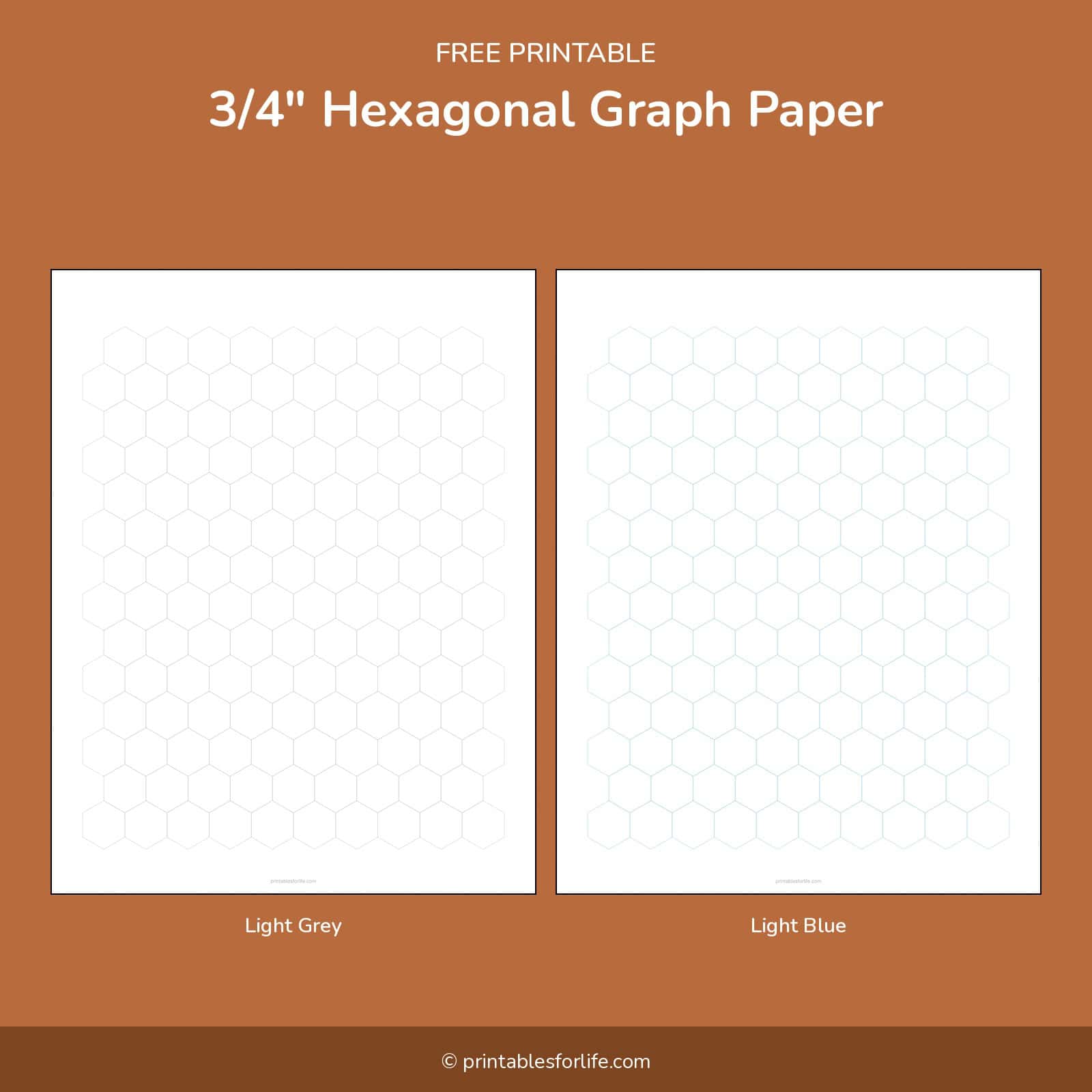 ree printable 3/4 inch hexagonal graph paper in light grey and light blue