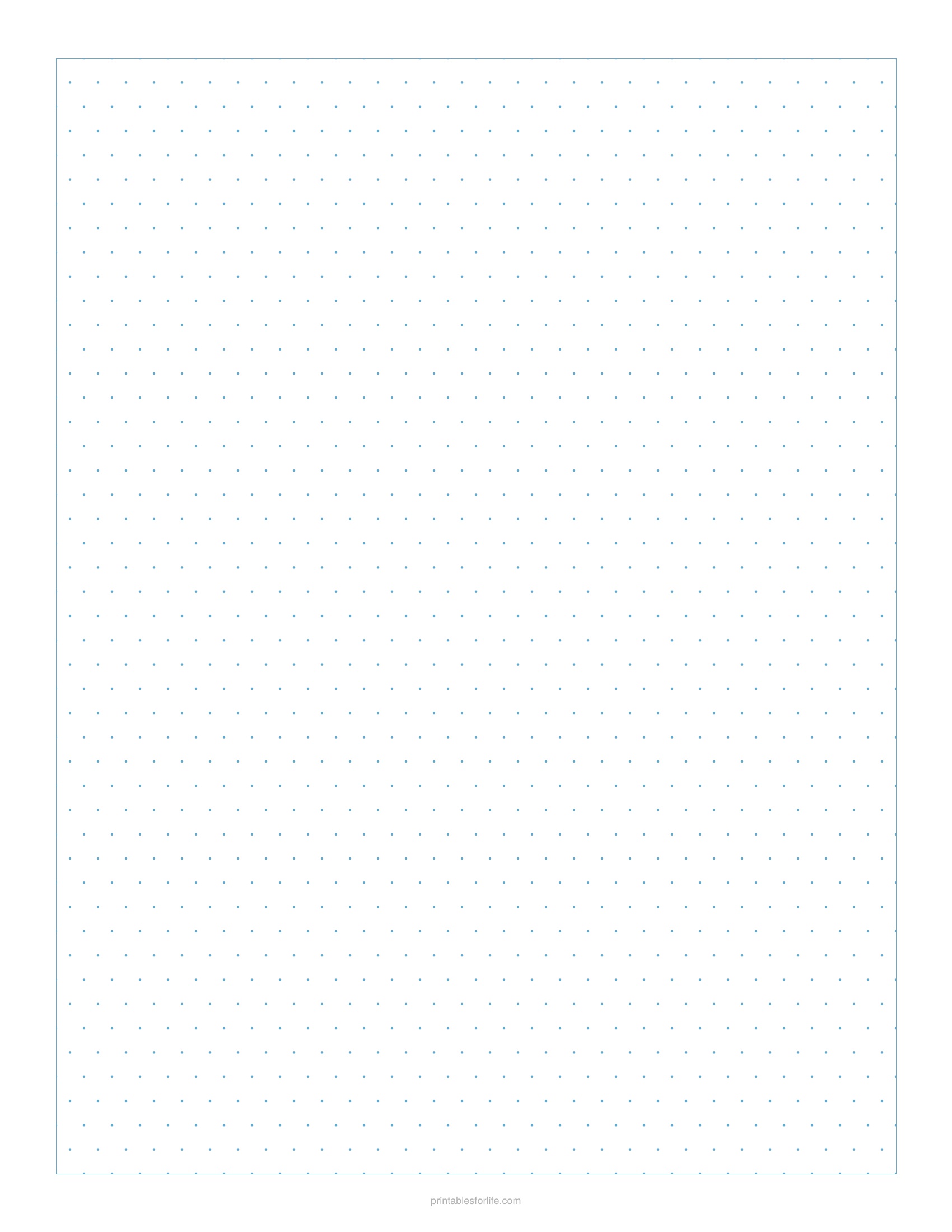 Printable 1/4 inch isometric dot paper page in light blue
