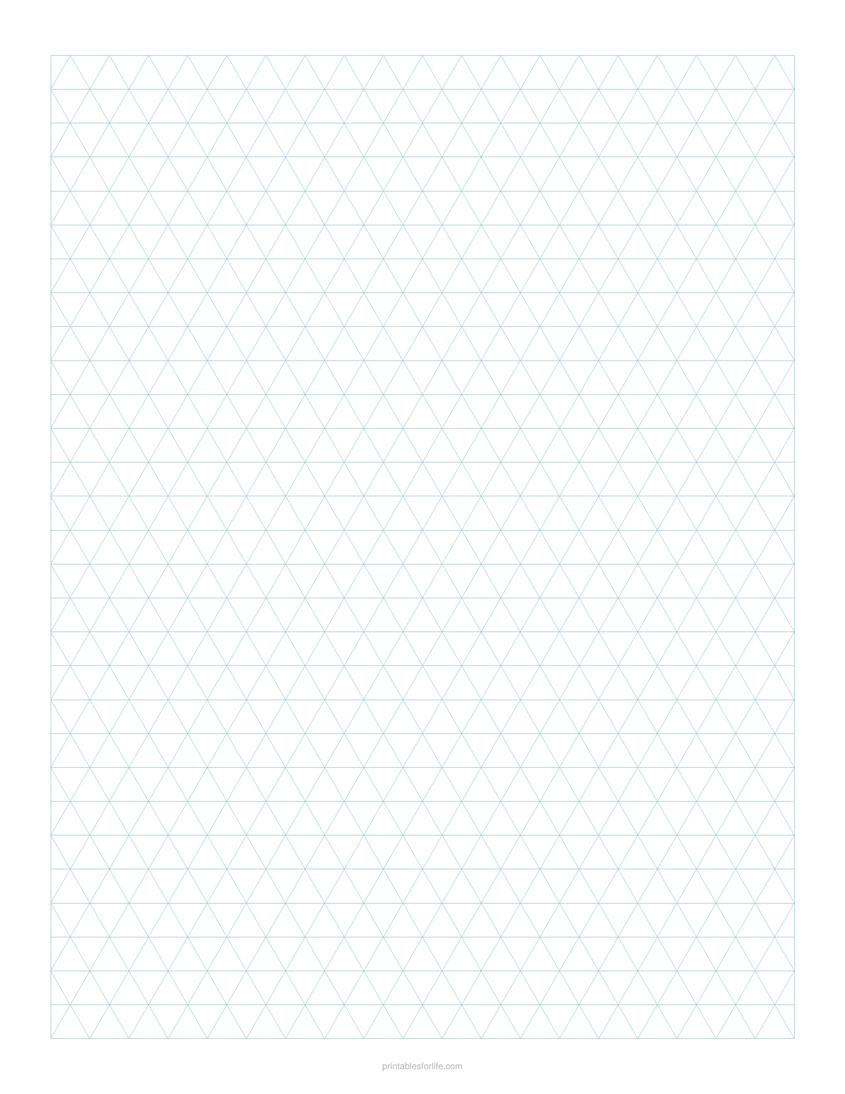 Printable 1cm isometric graph paper page in light blue