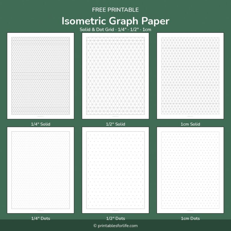 Iso Graph Printable Isometric Graph Paper Free PDF (Solid & Dot Grid, 1/4