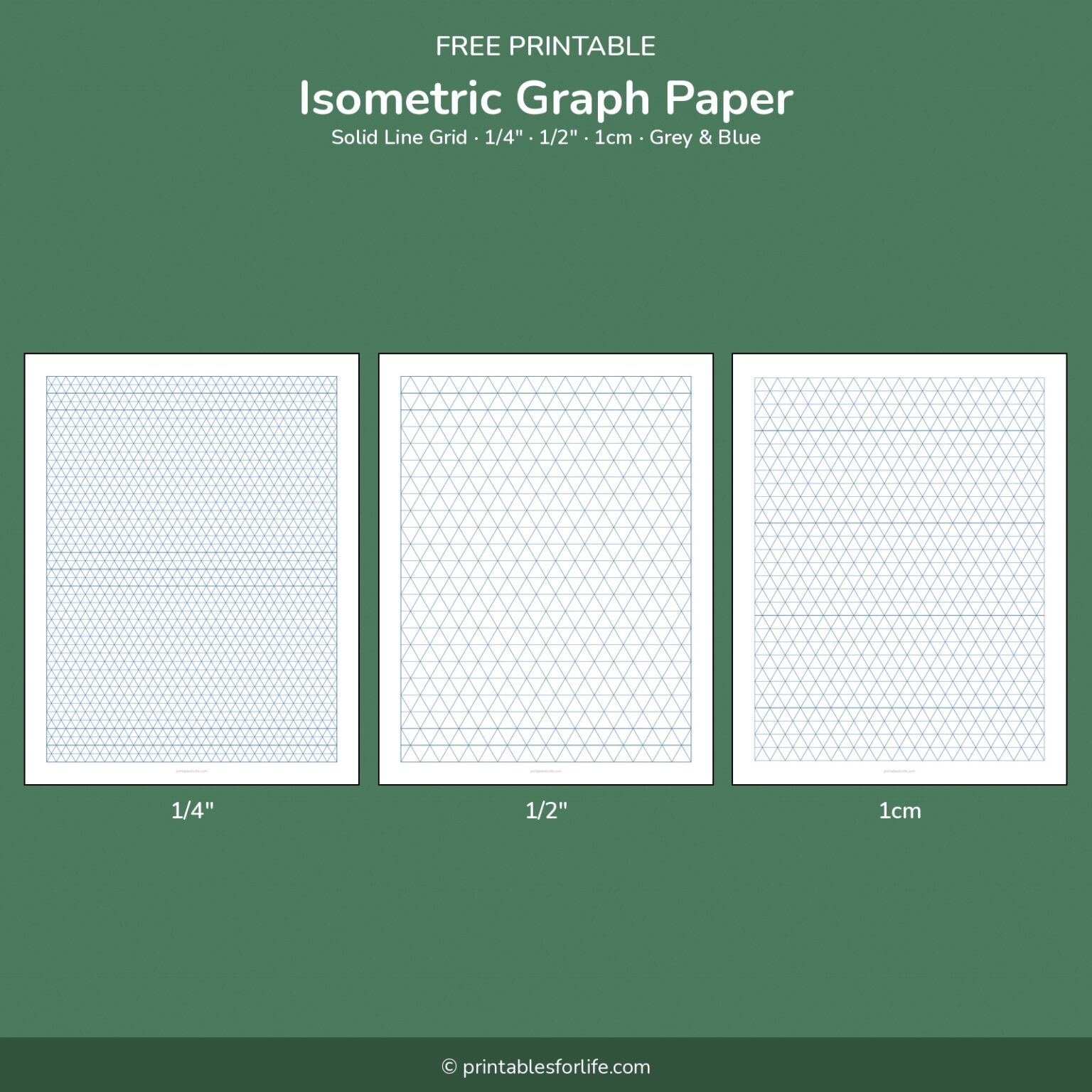 Iso Graph Printable Isometric Graph Paper Free PDF (Solid & Dot Grid, 1/4