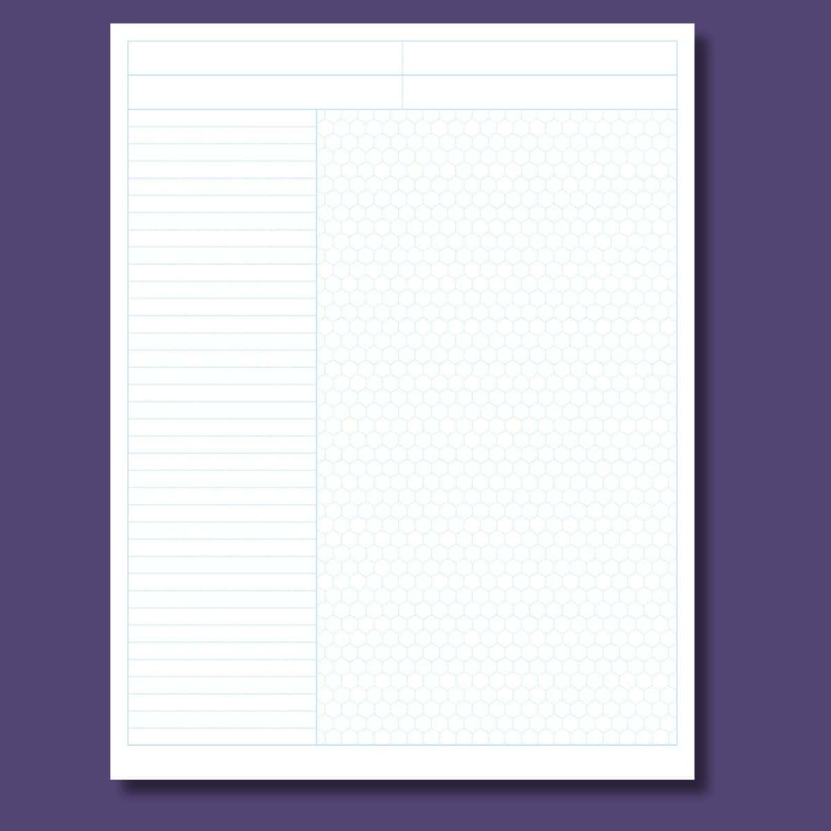 Organic chemistry notetaking paper in light blue lines print preview. 