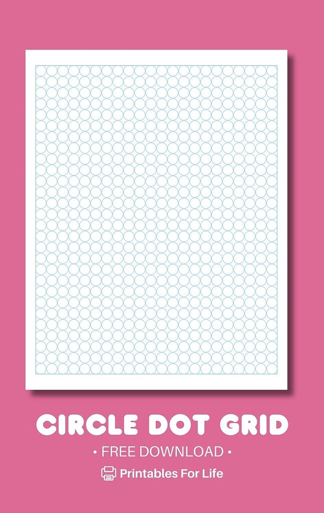 A centered preview of circle dot grid paper with a bold pink border.
