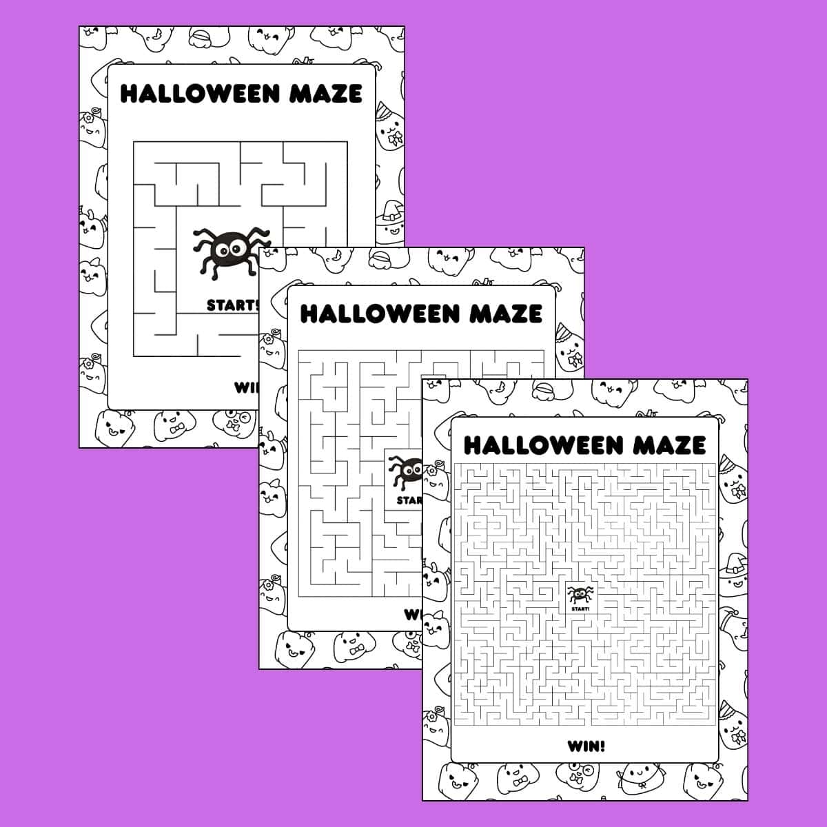 "White label: HALLOWEEN MAZE START! OCR text: HALLOWEEN MAZE START! WIN!"