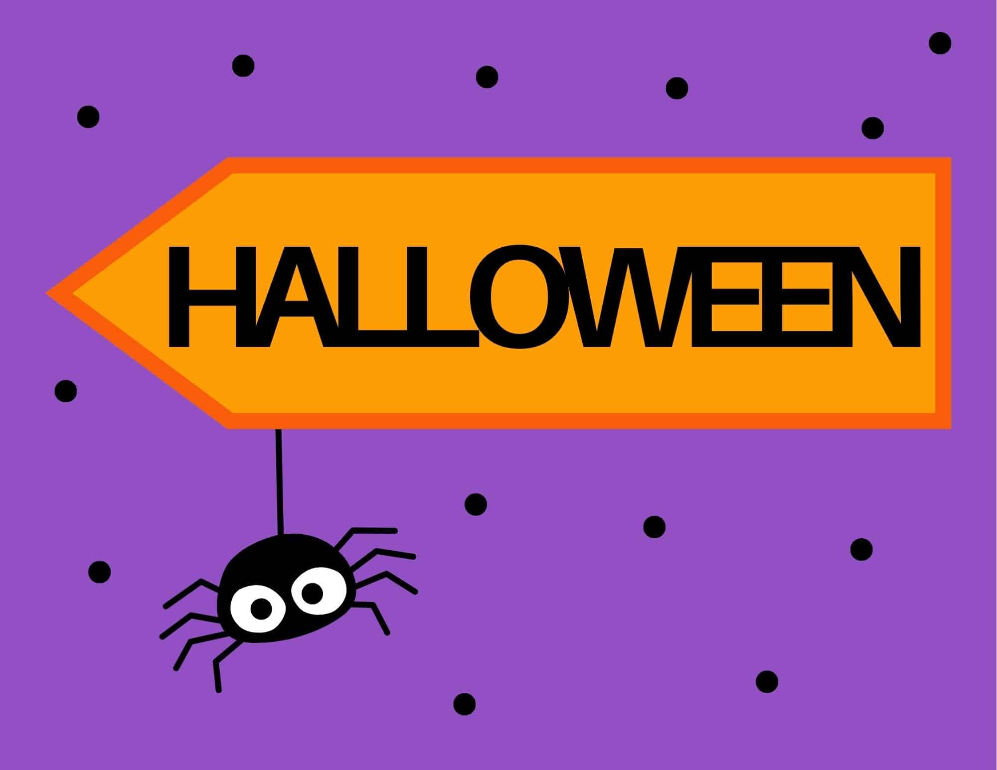 Printable sign that says Halloween in bold letters