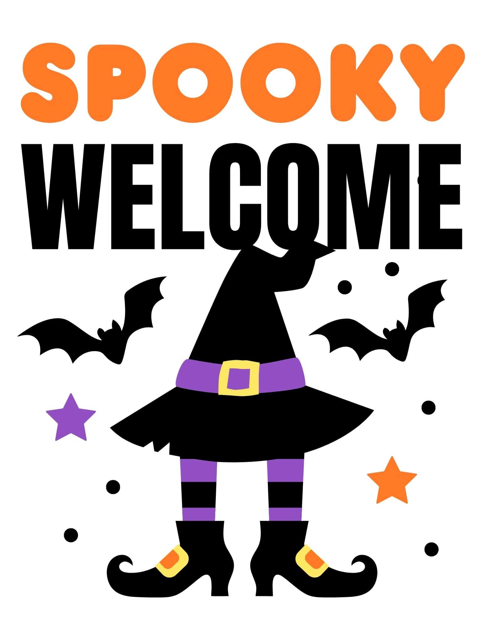 Printable sign that says Spooky Welcome
