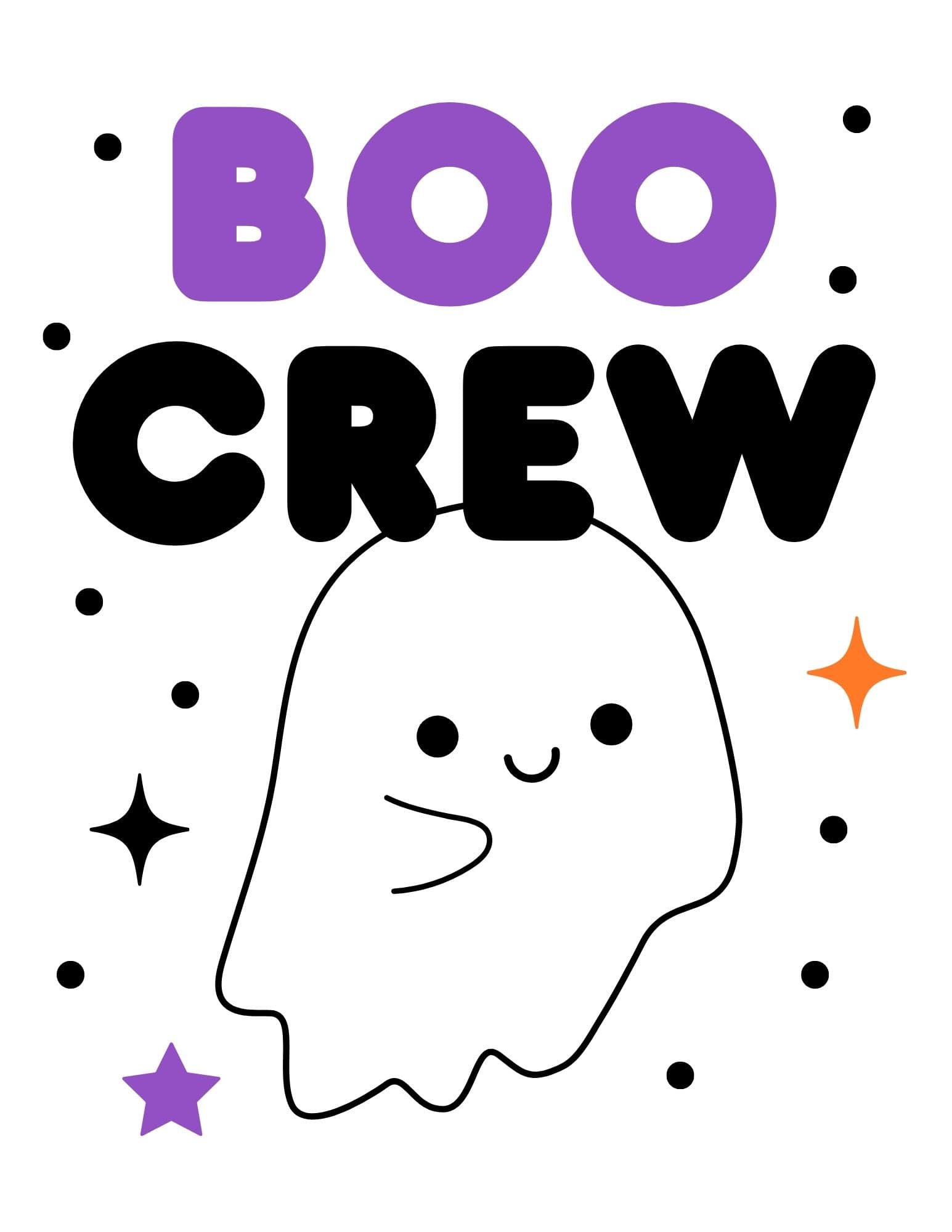 Printable sign that says Boo Crew