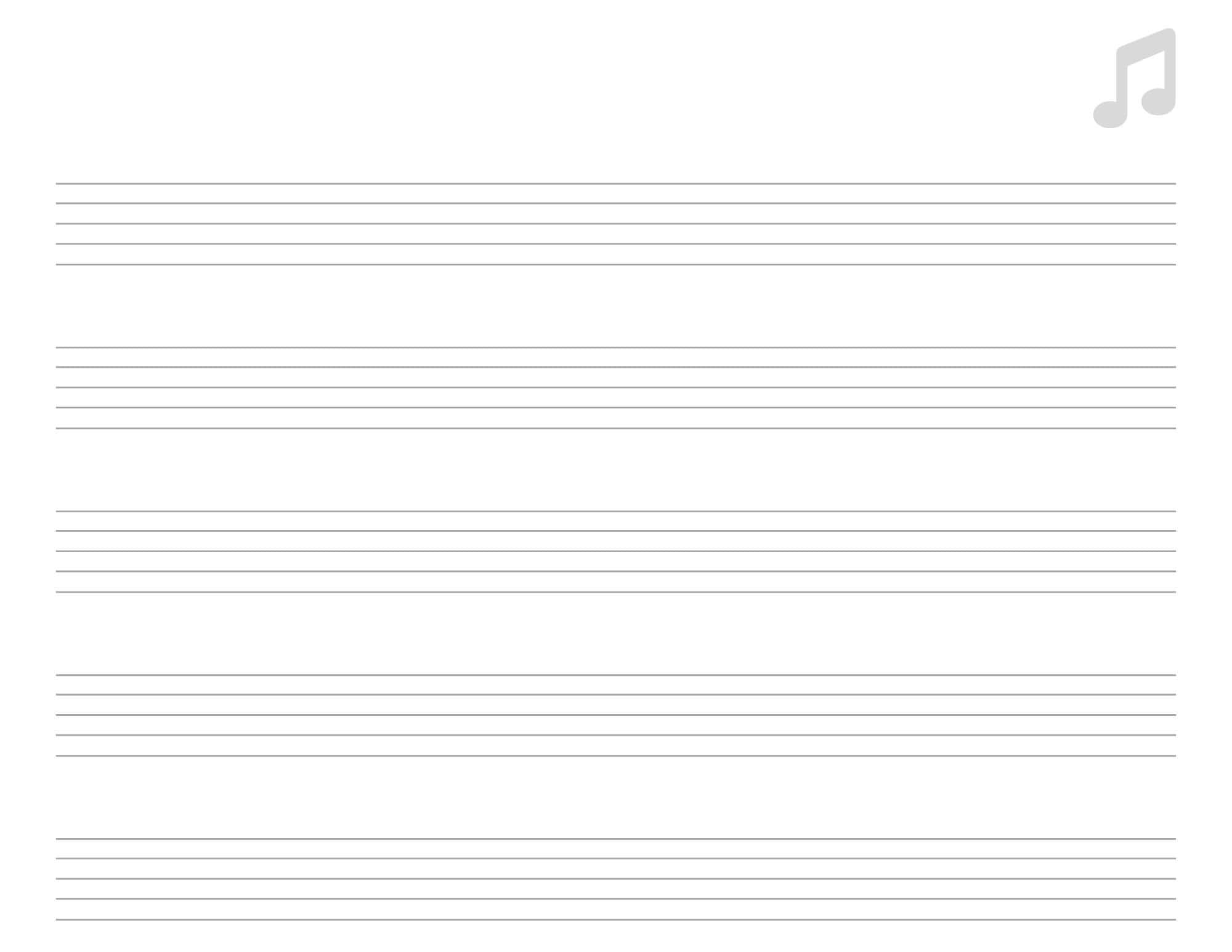 Blank music staff paper in landscape layout