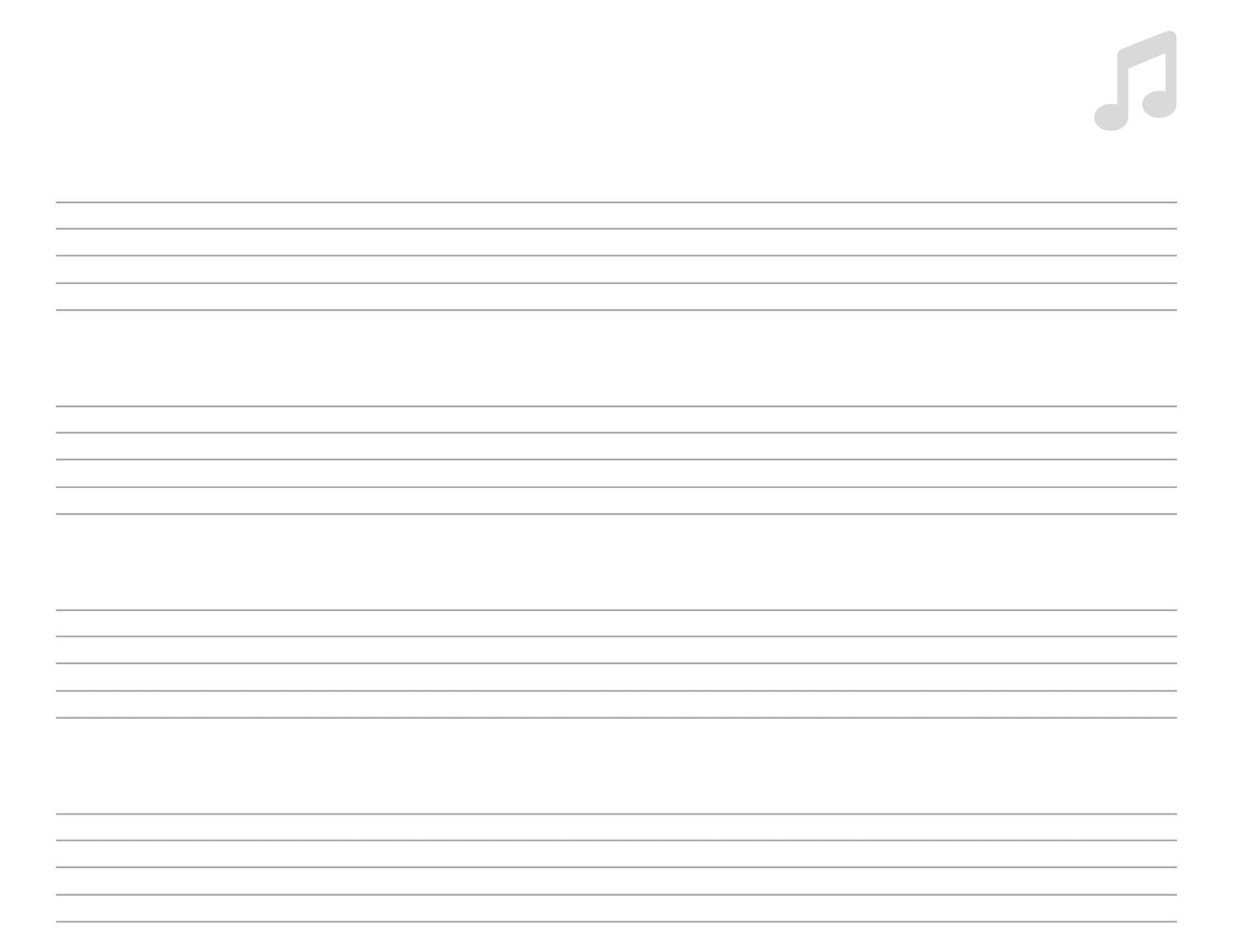 Landscape staff paper with blank staves for music writing