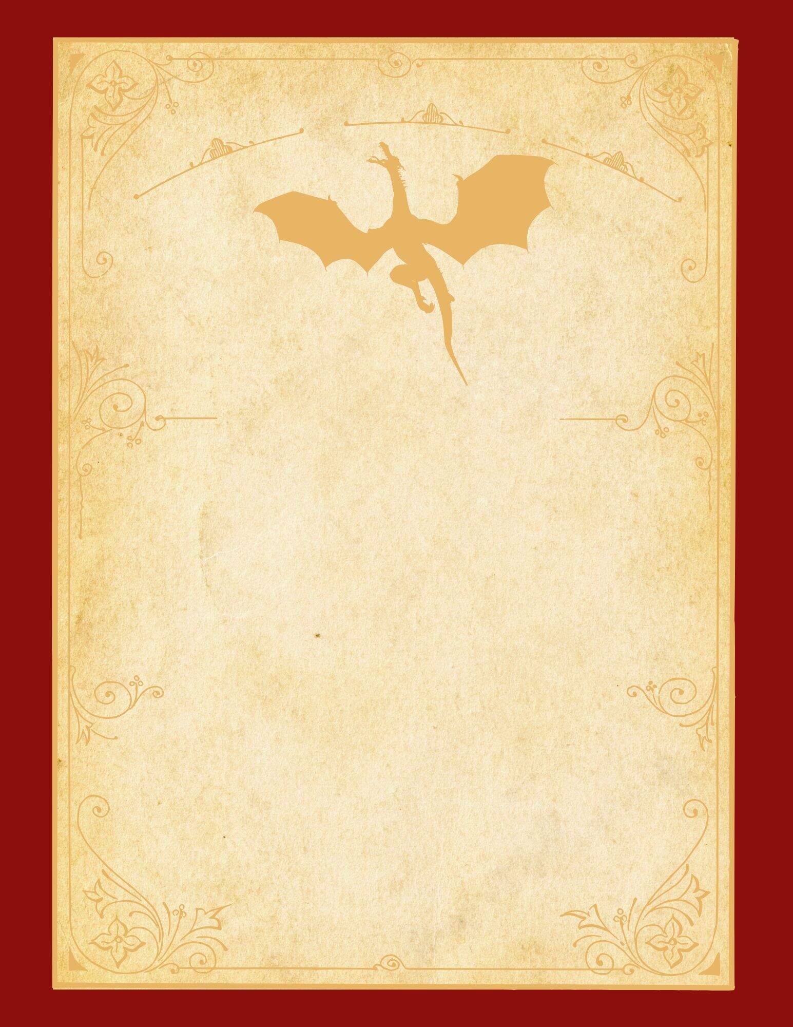 Orange dragon-themed printable paper with graphic design