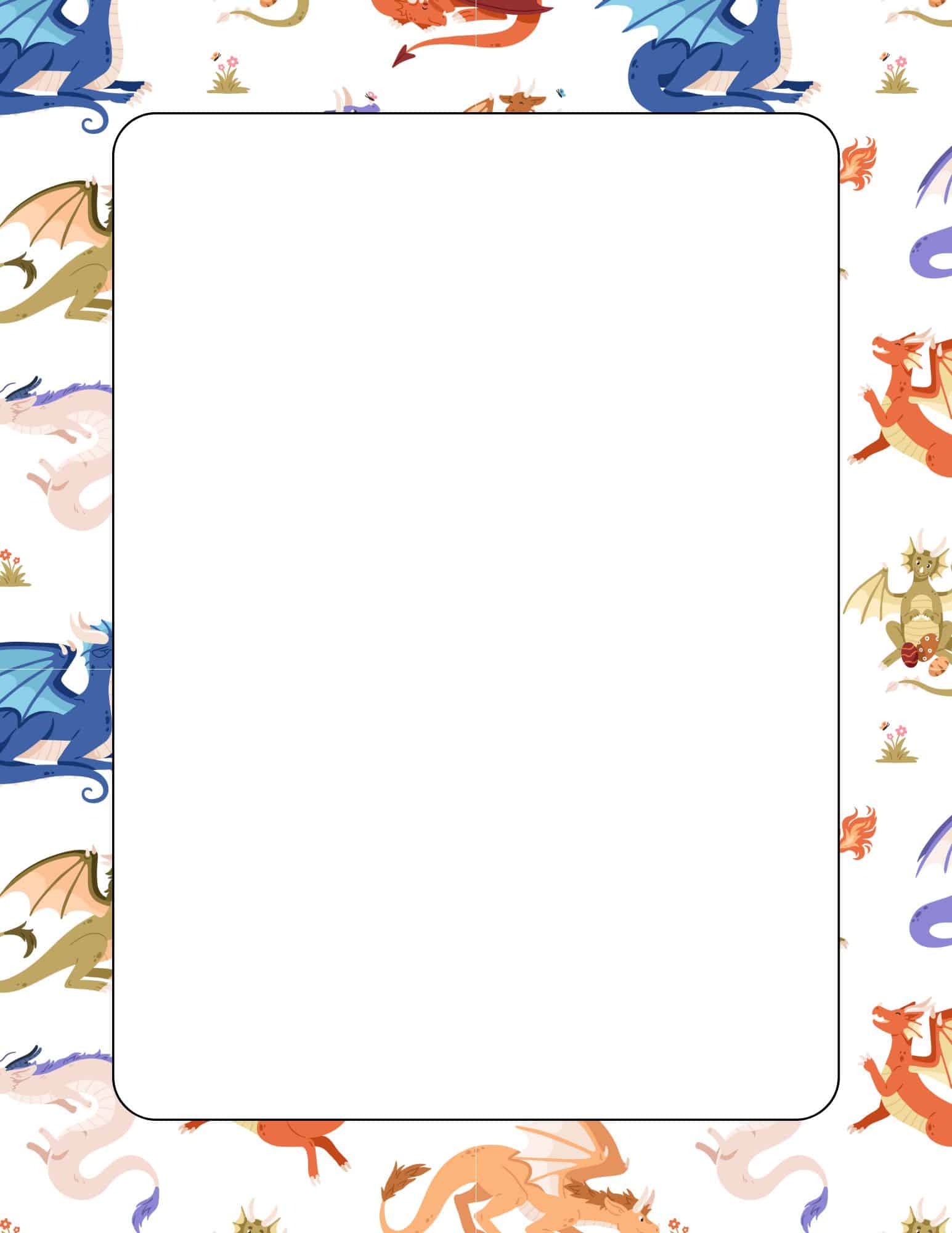 Cartoon dragon clip art on printable paper