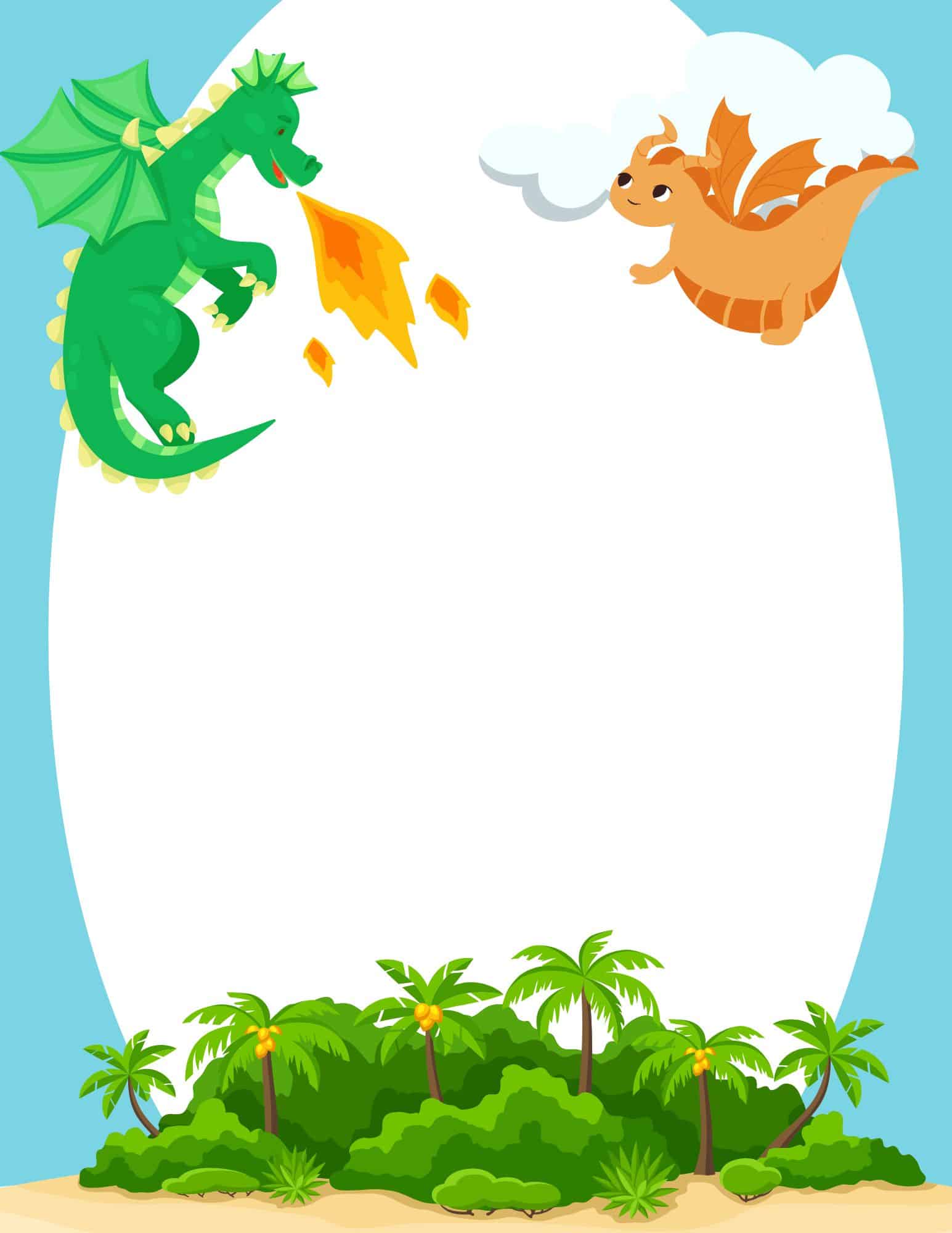 Mythical dragon character on printable paper