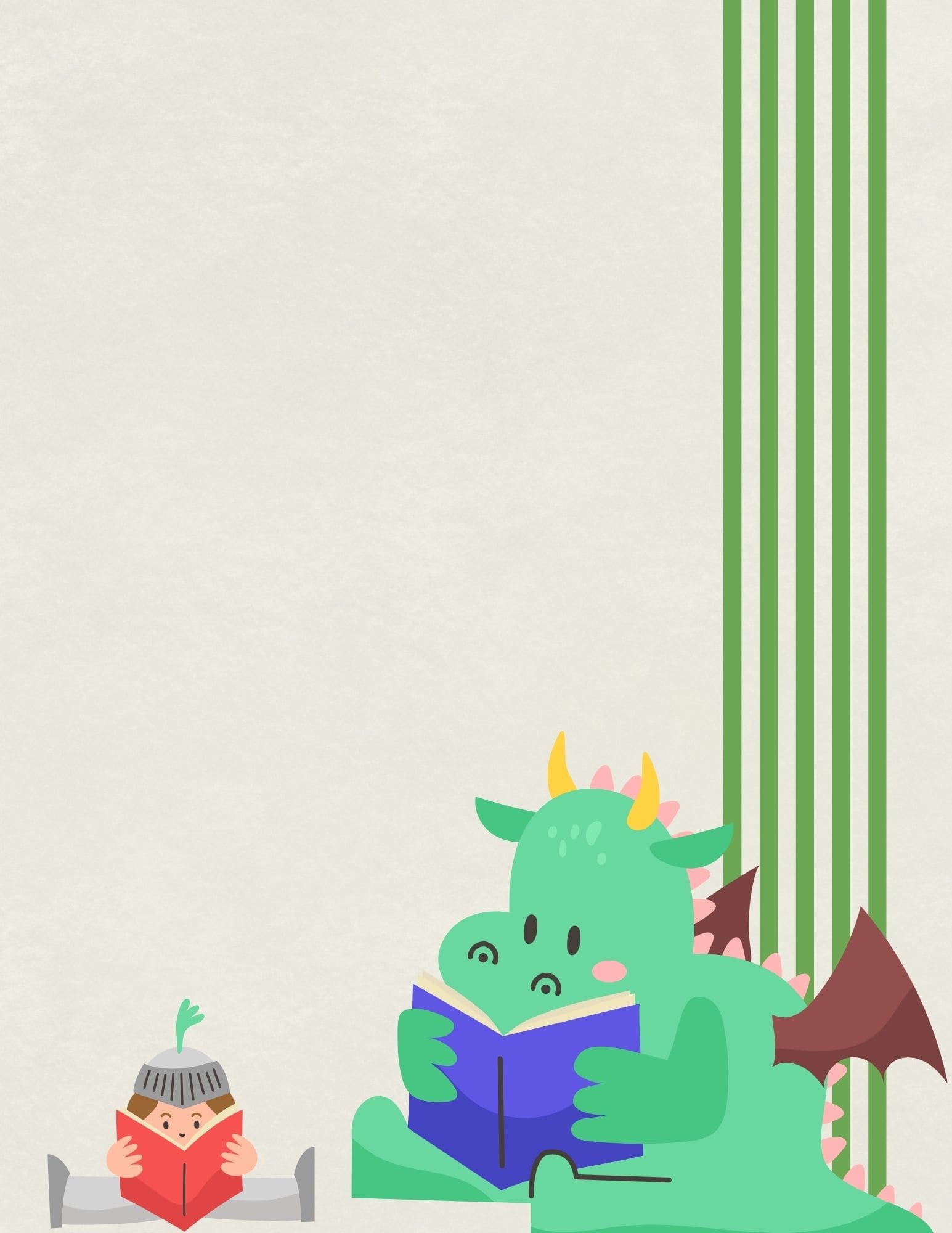 Dragon and dinosaur-style creature on printable paper