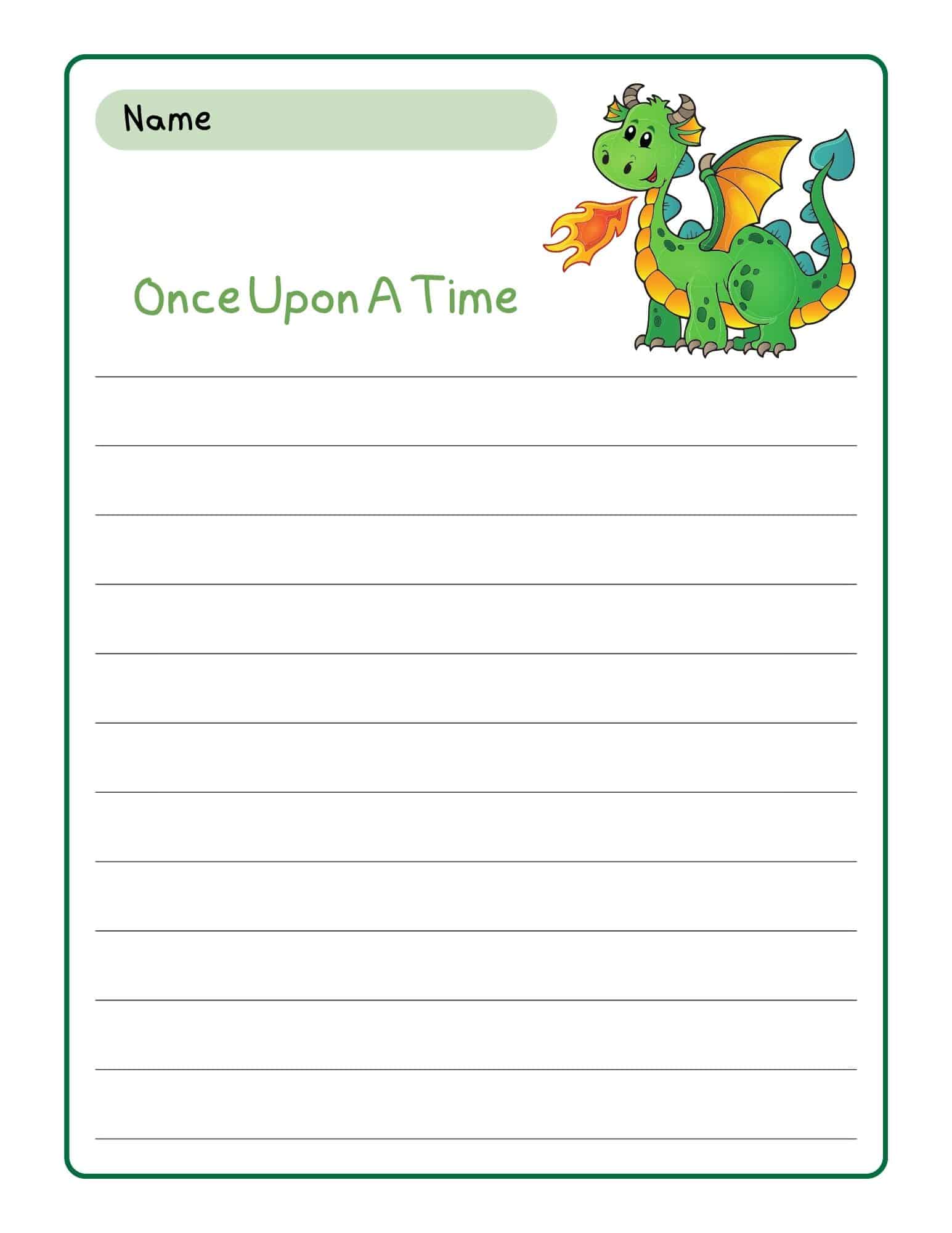 Printable paper with 'Once Upon A Time' and name label
