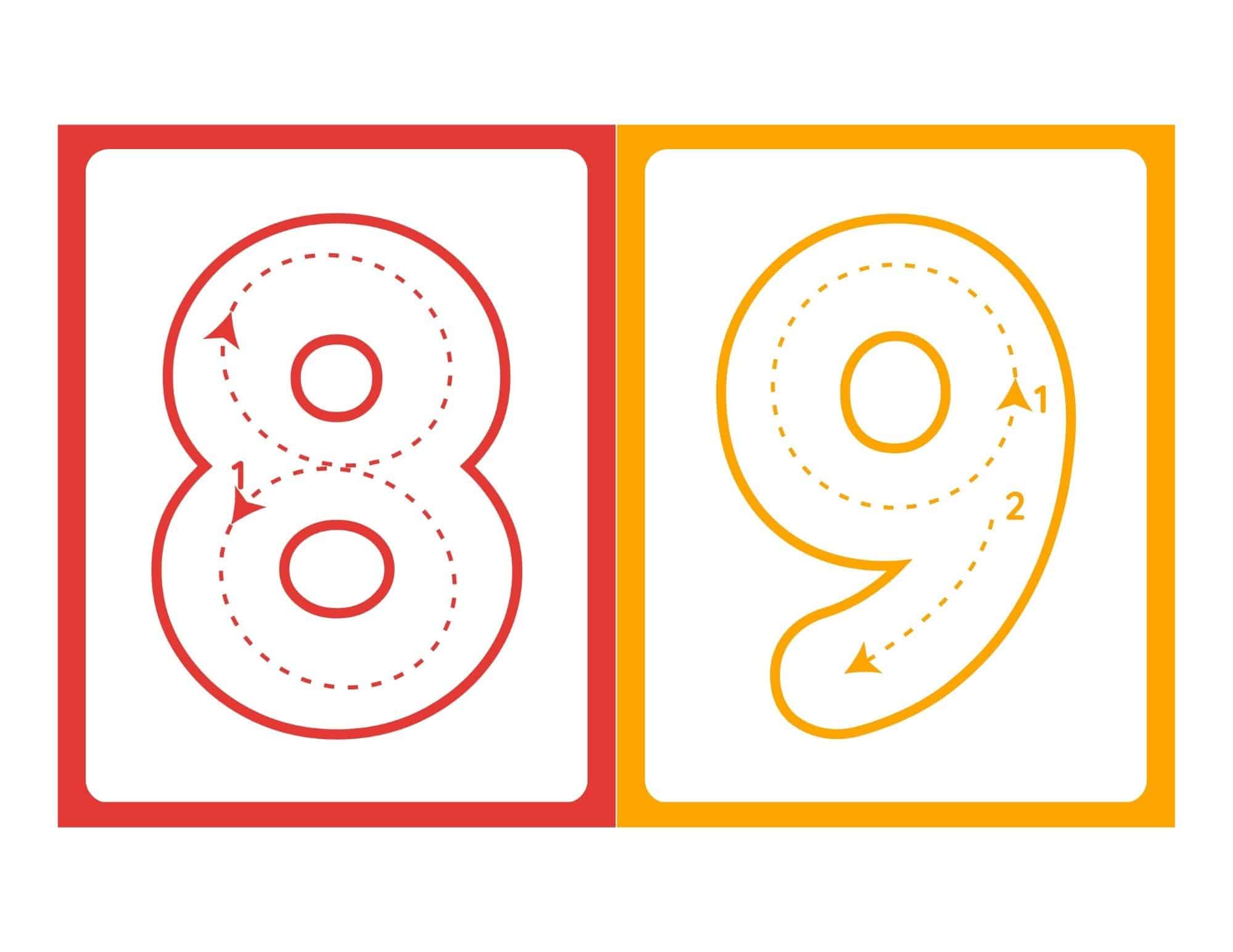 Printable number tracing flashcard with number 2