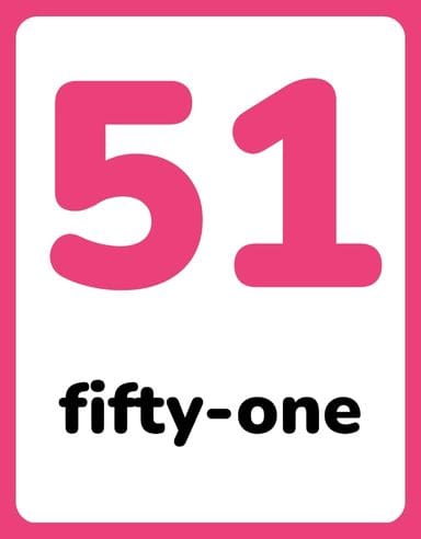 Number Flashcards 0–100 With Words - page 9