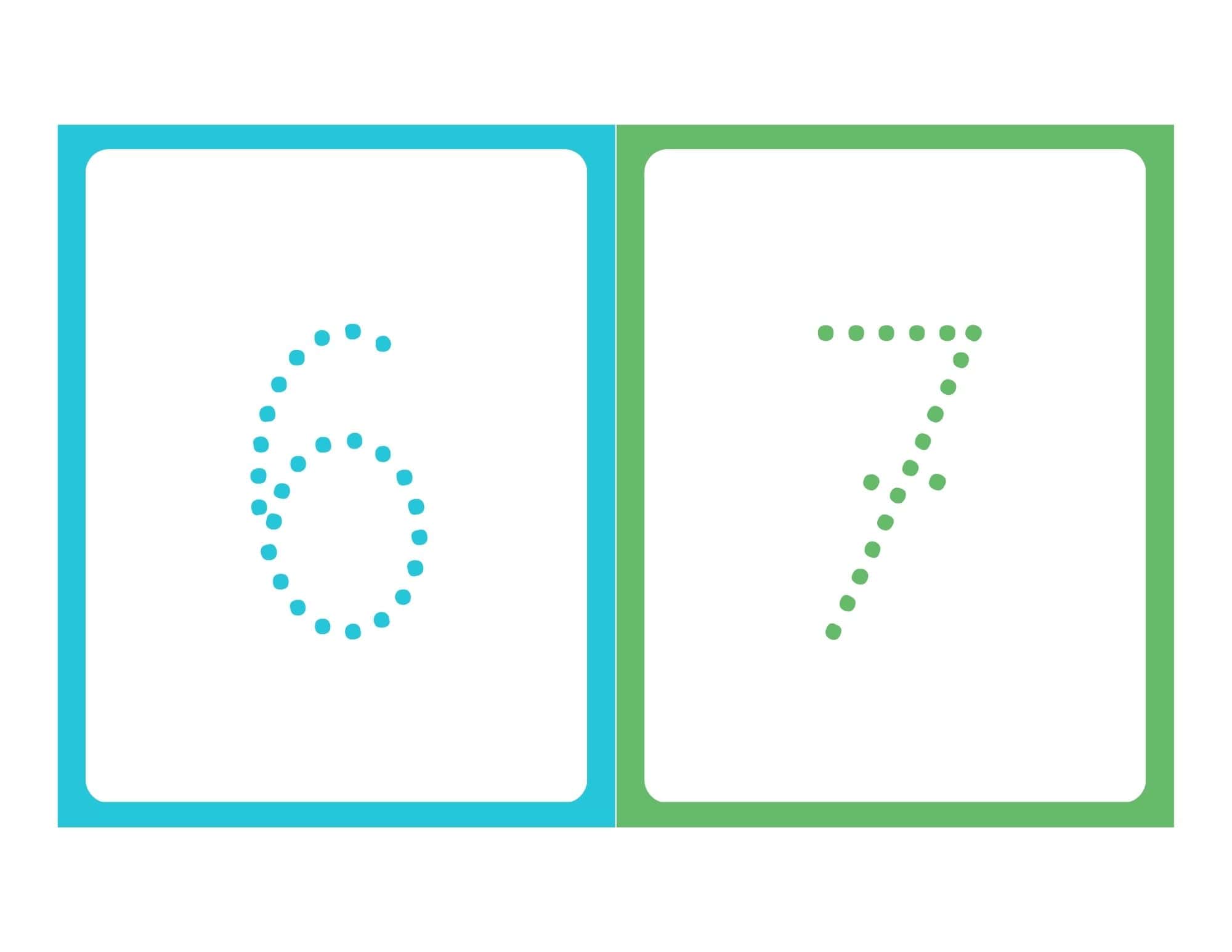 Blank number tracing flashcard with white background