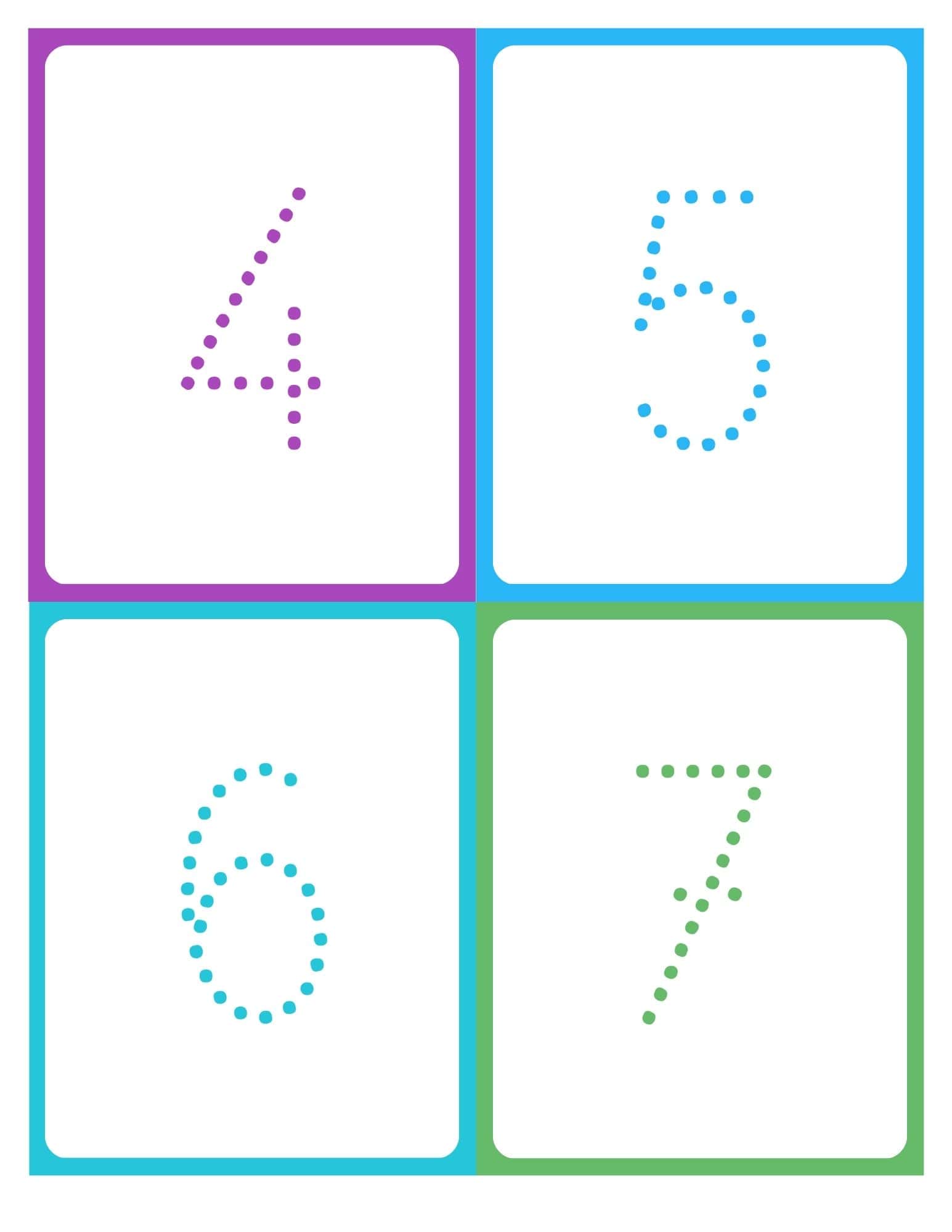 Blank number tracing flashcard with white background