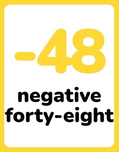 Negative Number Flashcards -50 to 50 - page 11