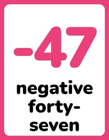 Negative Number Flashcards -50 to 50 - page 12