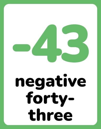 Negative Number Flashcards -50 to 50 - page 15