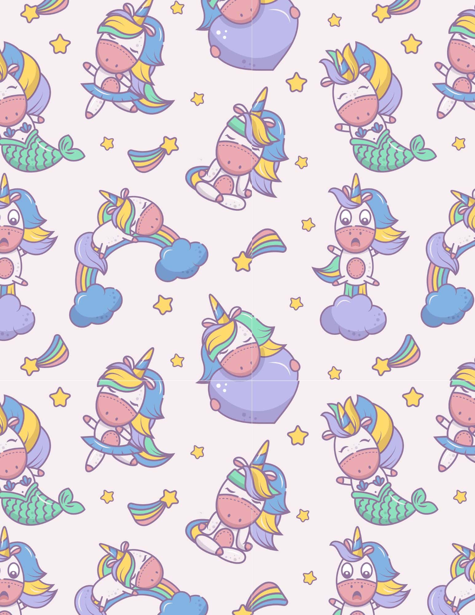 Unicorn printable paper with rainbow and pink background