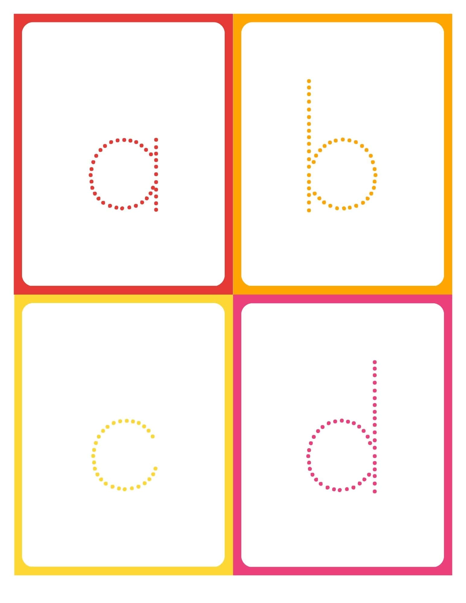 Printable lowercase alphabet tracing flashcards page 1