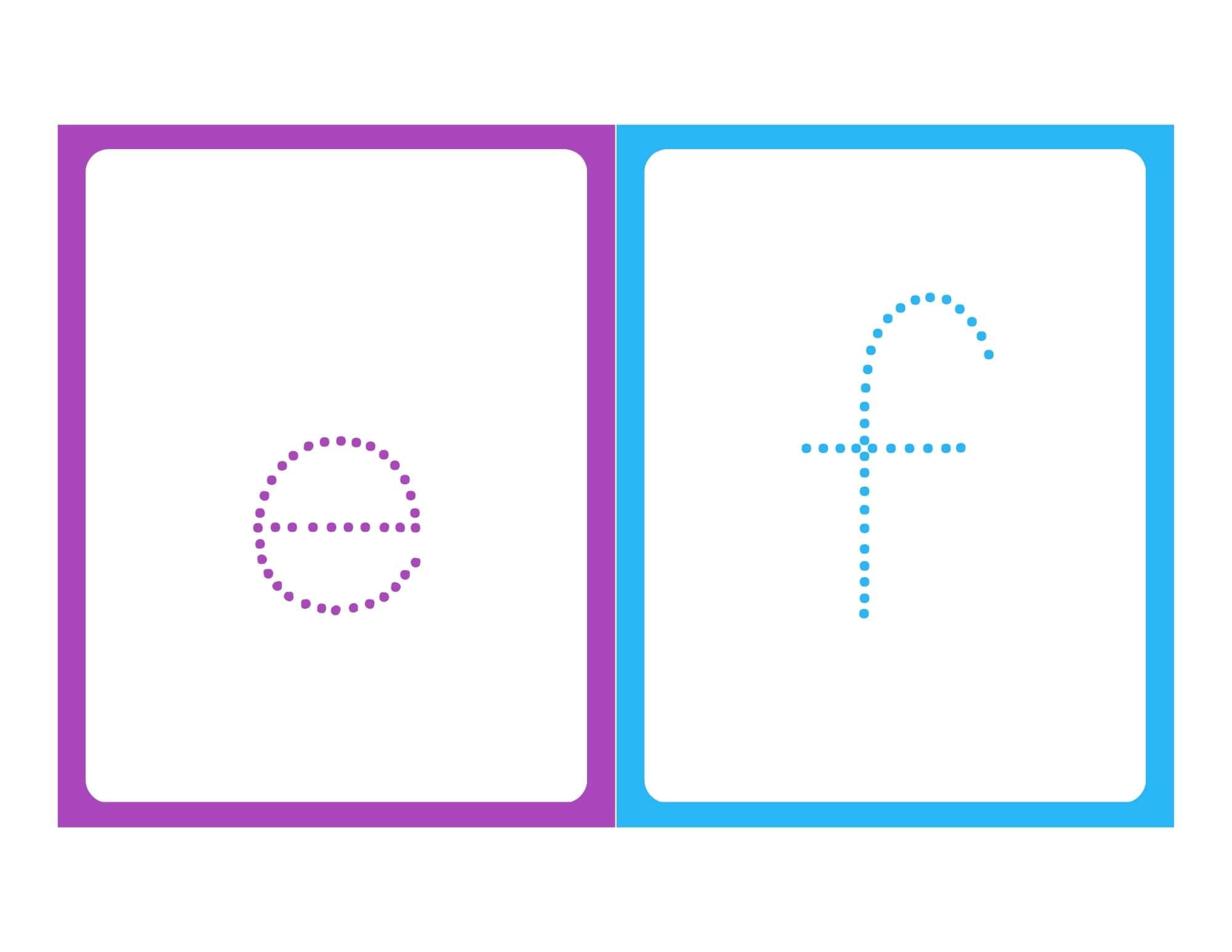 Lowercase tracing flashcard with letter f