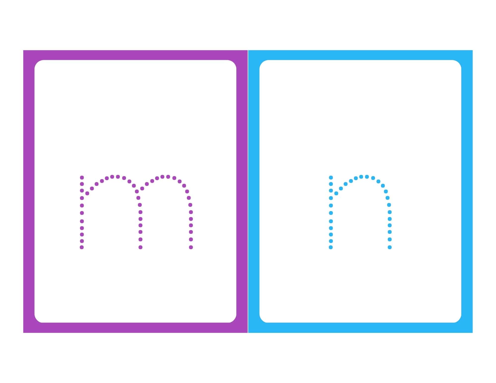 Lowercase tracing flashcard with letter m