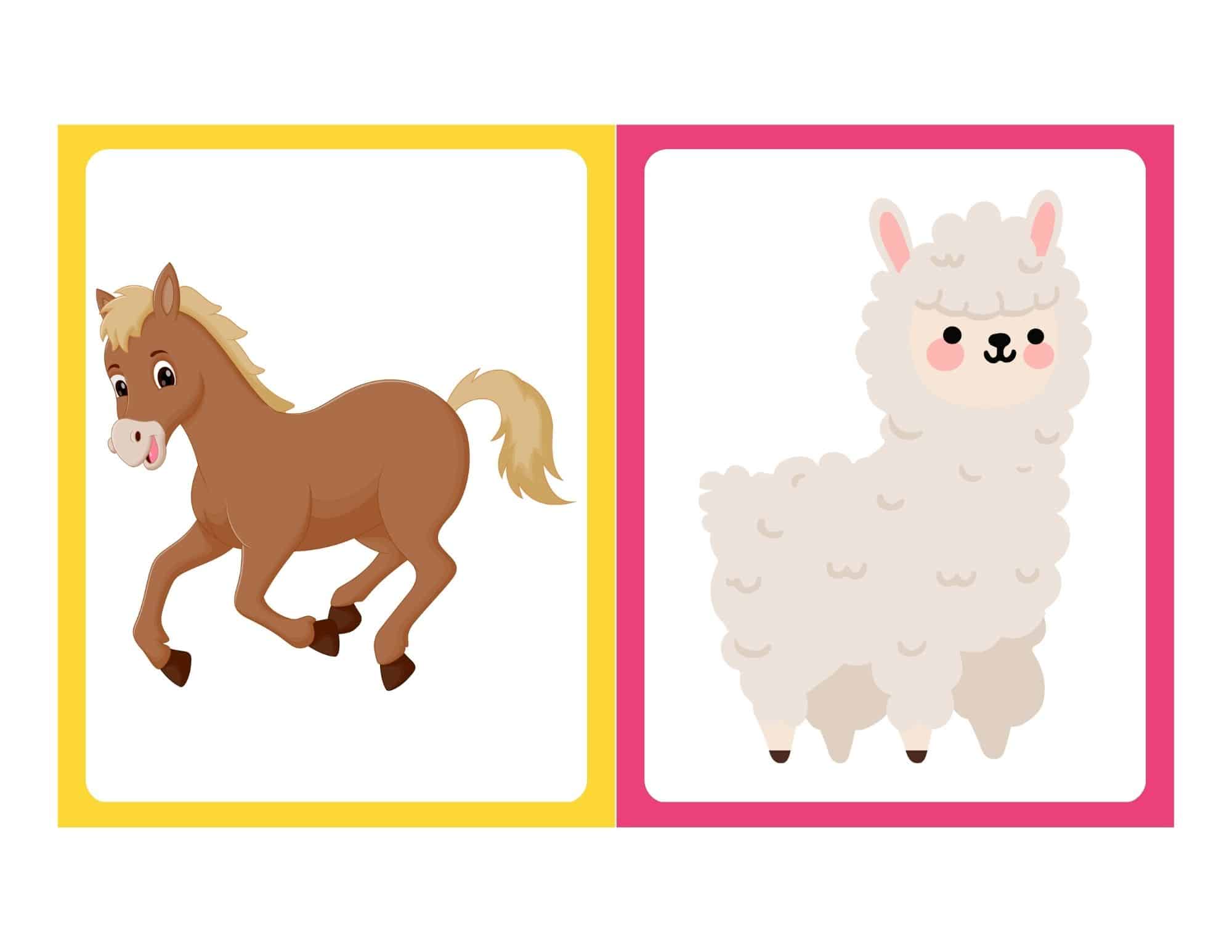 Farm animal flashcard with cartoon sheep and no text